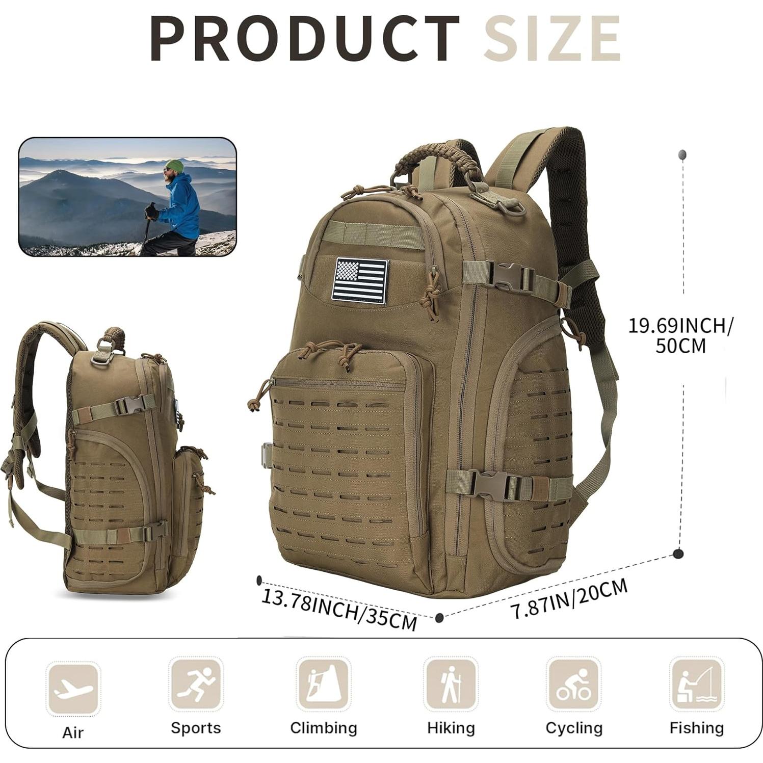 Mochila de Senderismo 30L Unisex Caqui - Oxford 900D