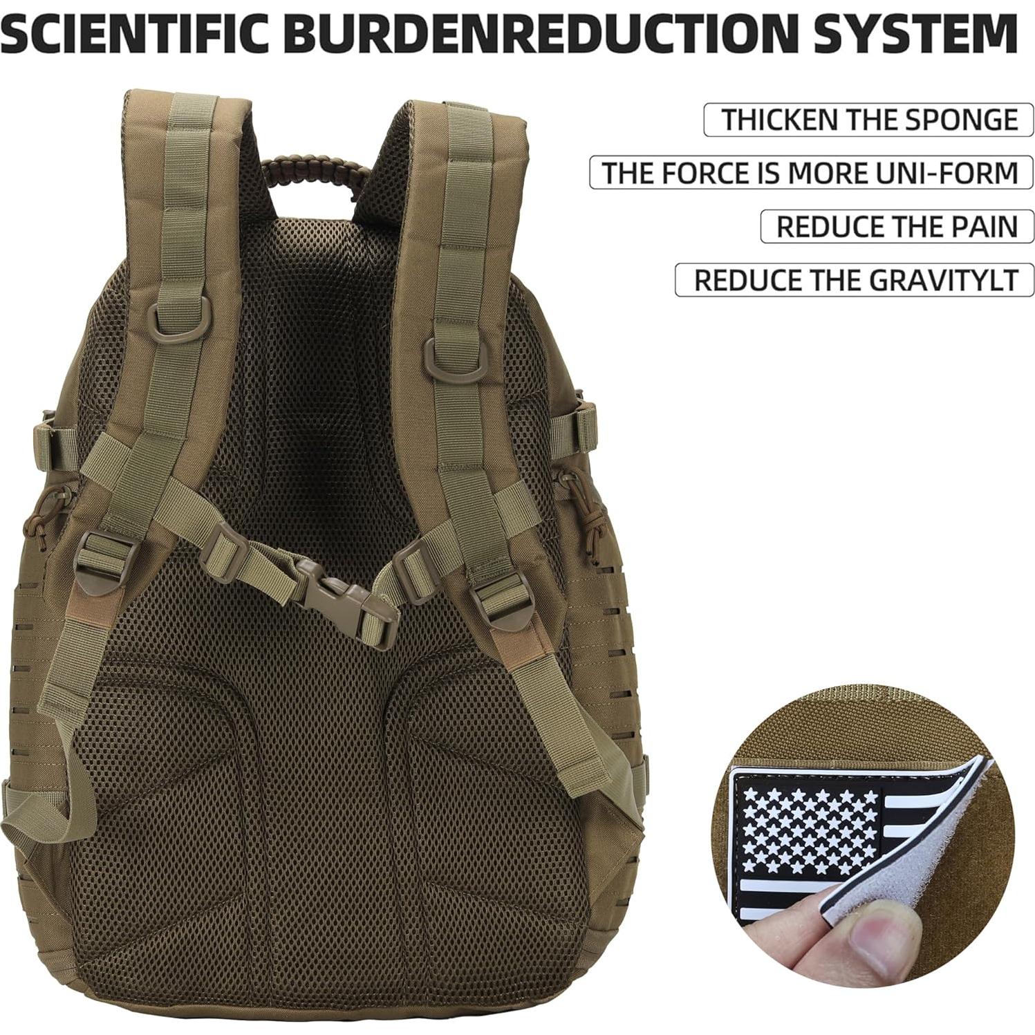 Mochila de Senderismo 30L Unisex Caqui - Oxford 900D