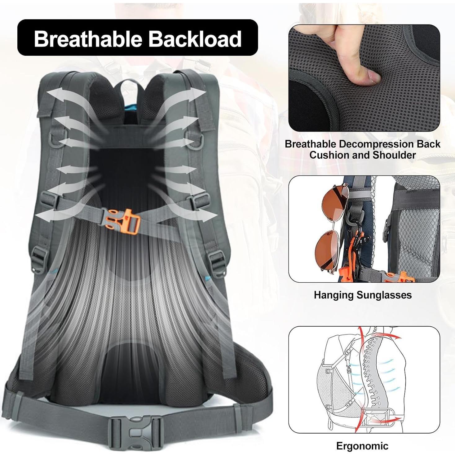 Mochila de Senderismo 30L NPJGKY Impermeable Verde