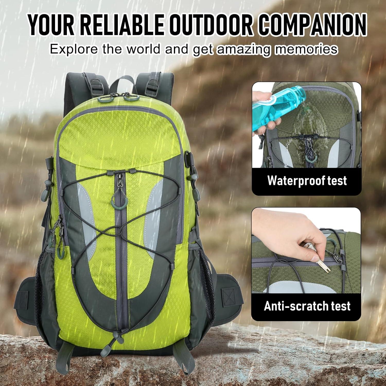 Mochila de Senderismo 30L NPJGKY Impermeable Verde