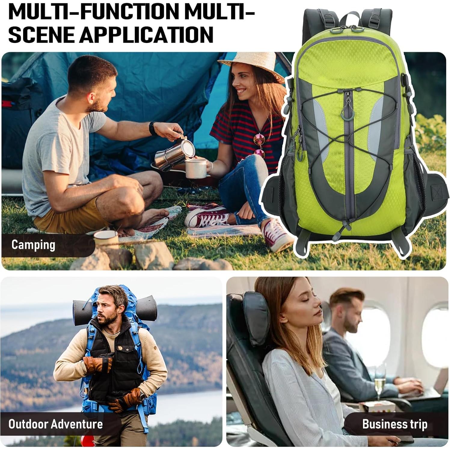 Mochila de Senderismo 30L NPJGKY Impermeable Verde