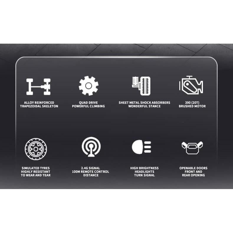 R/C MN-86 4WD 1/12 2.4G Monster Truck Remote Control G500 RC Car Rock Crawler Climbing Off Road Truck w/Headlight RTR Vehicle Models for Kids and Adults - Black