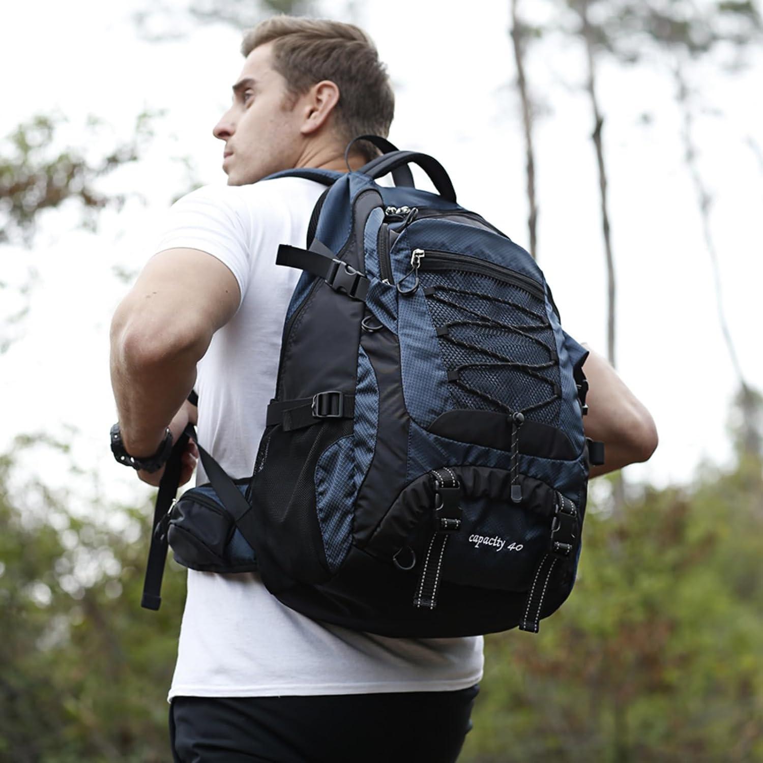 Mochila de Senderismo BOVIP 40L Impermeable Unisex Azul