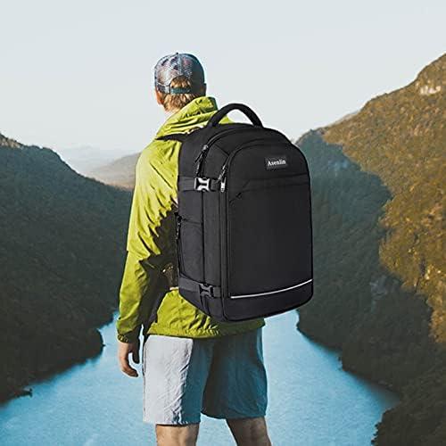 Asenlin 40L Travel Backpack for Women Men，17 Inch Laptop Backpack Flight Approved Luggage Carry On Water Resistant Computer Backpack for Weekender Overnight Large Daypack Black