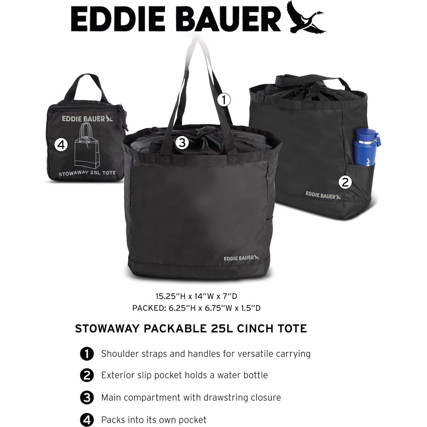 Bolsa Tote Plegable Eddie Bauer Stowaway 25L Nylon Ripstop