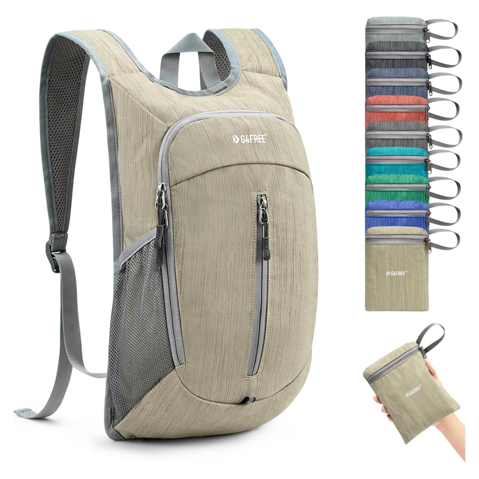 Mochila de Senderismo Plegable G4Free 10L Beige Ligera