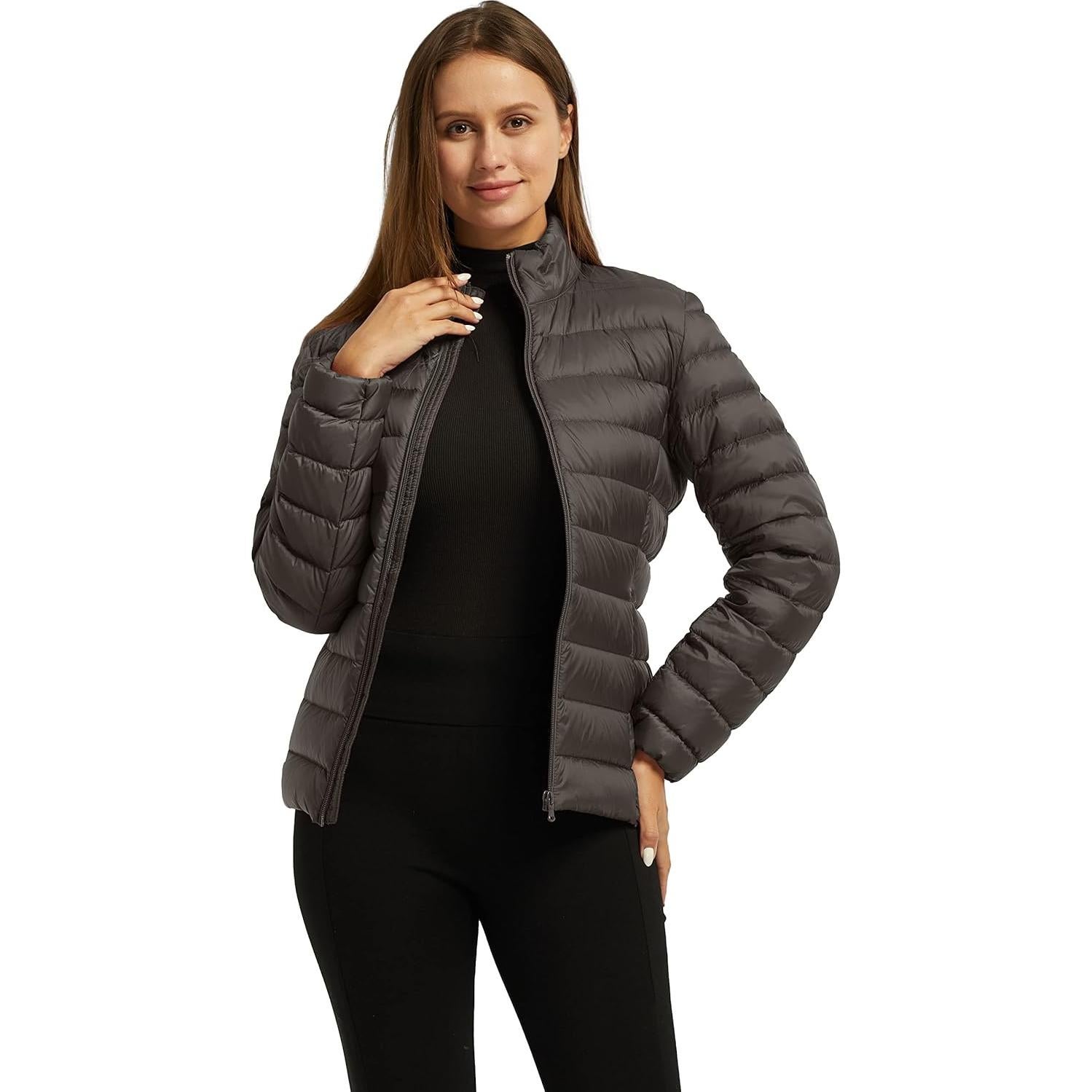 Chaqueta de Plumas Plegable Wantdo para Mujeres - Café Claro