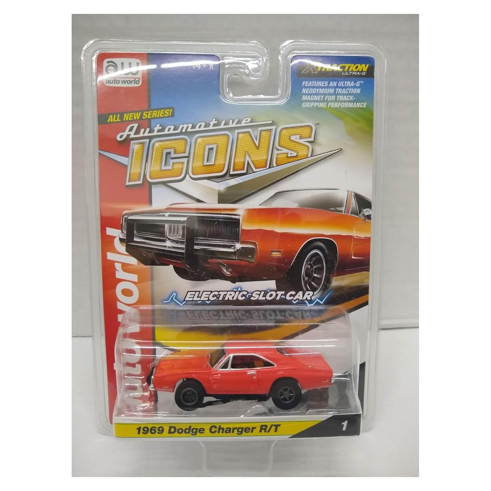 Coche Eléctrico de Slot Auto World 1969 Charger R/T Naranja