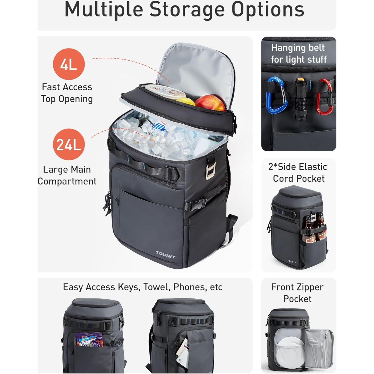 Mochila Enfriadora TOURIT 28L Aislada Impermeable 2 Compartimentos