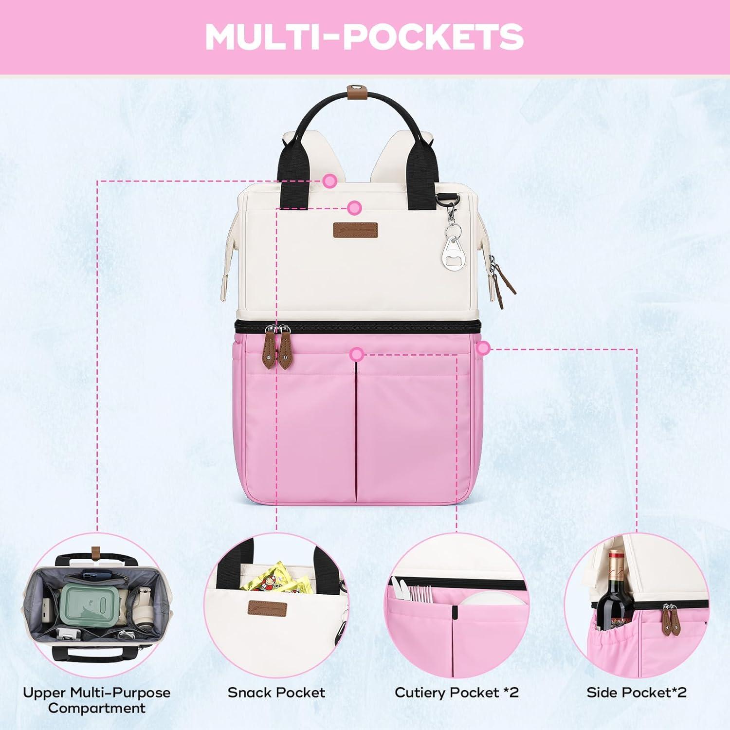 Mochila Cooler Aislada Maelstrom 24L Doble Piso Beige/Rosa