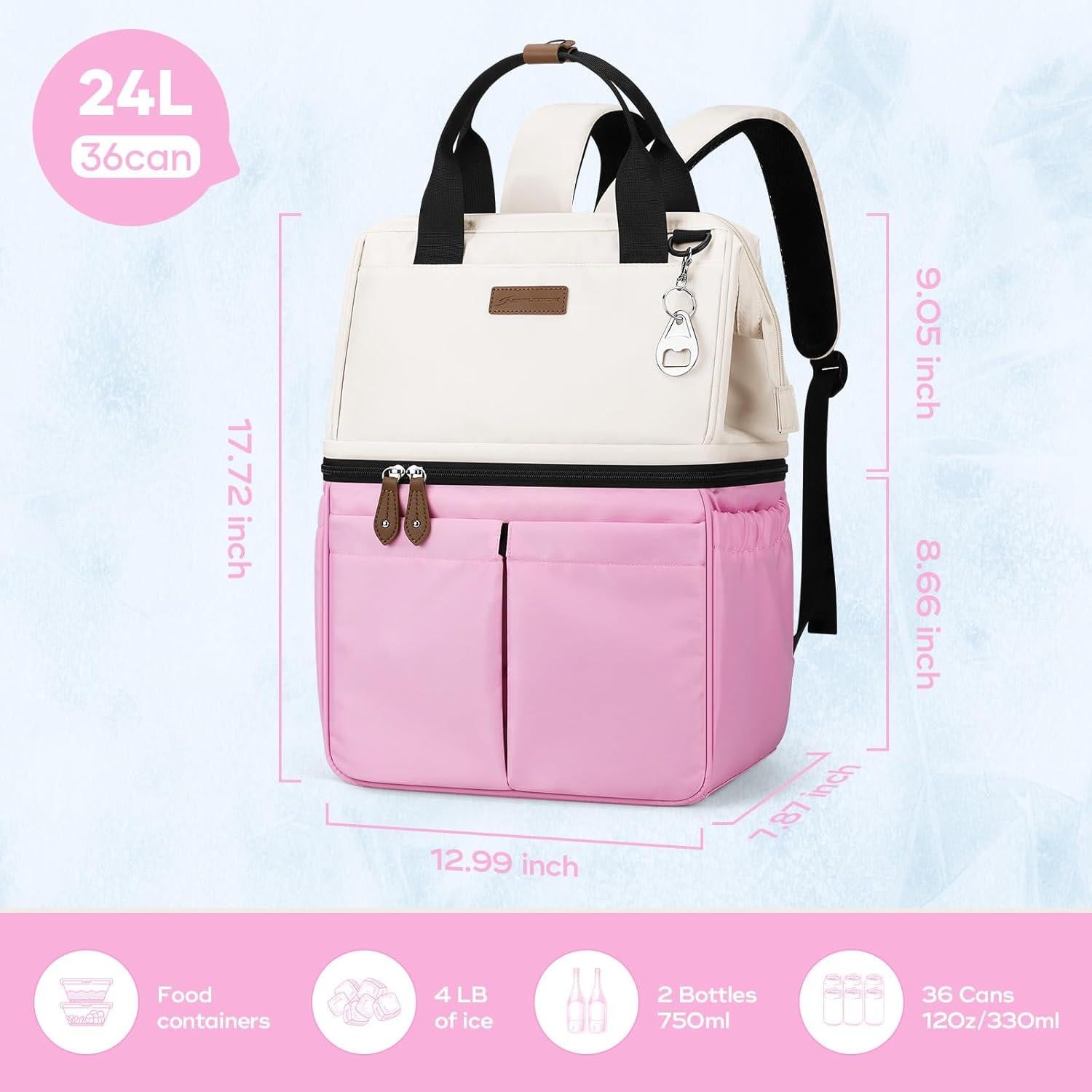 Mochila Cooler Aislada Maelstrom 24L Doble Piso Beige/Rosa