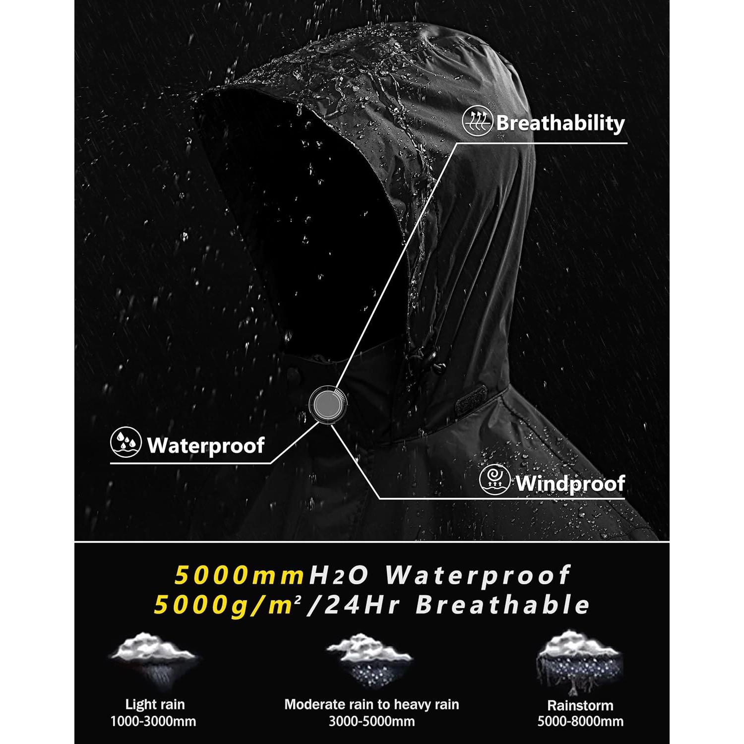 Chaqueta de Lluvia Impermeable para Hombre Outdoor Ventures