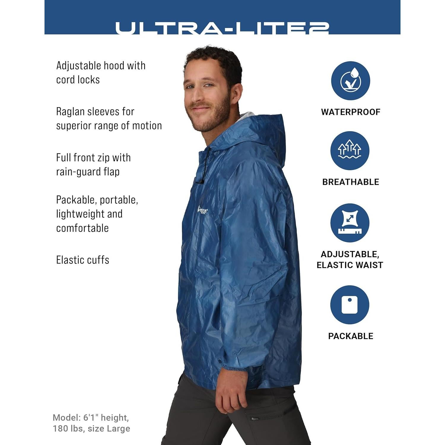 Chaqueta de Lluvia Impermeable FROGG TOGGS Ultra-Lite2 Azul Grande