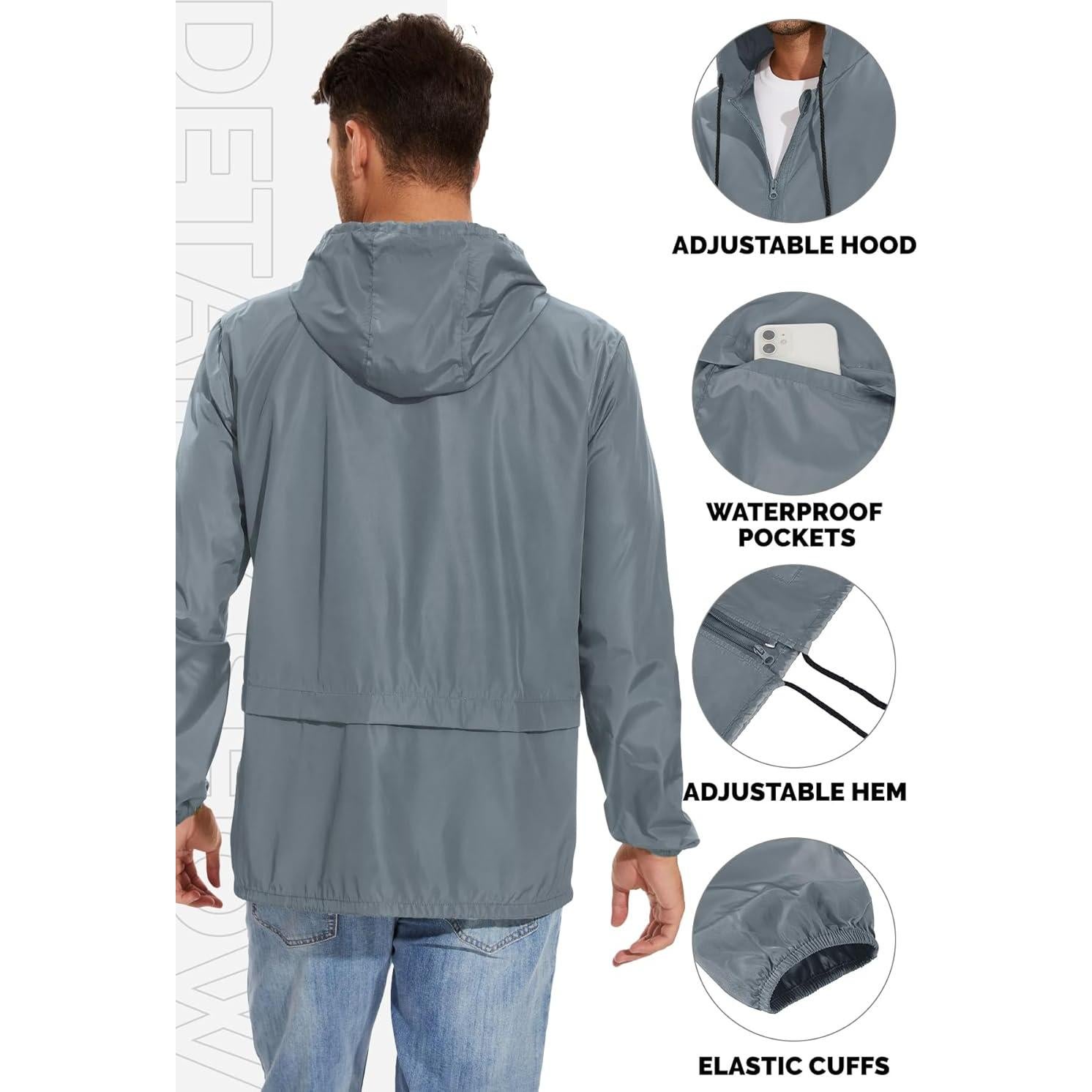 Chaqueta Impermeable Zando para Hombre Ligera y Plegable