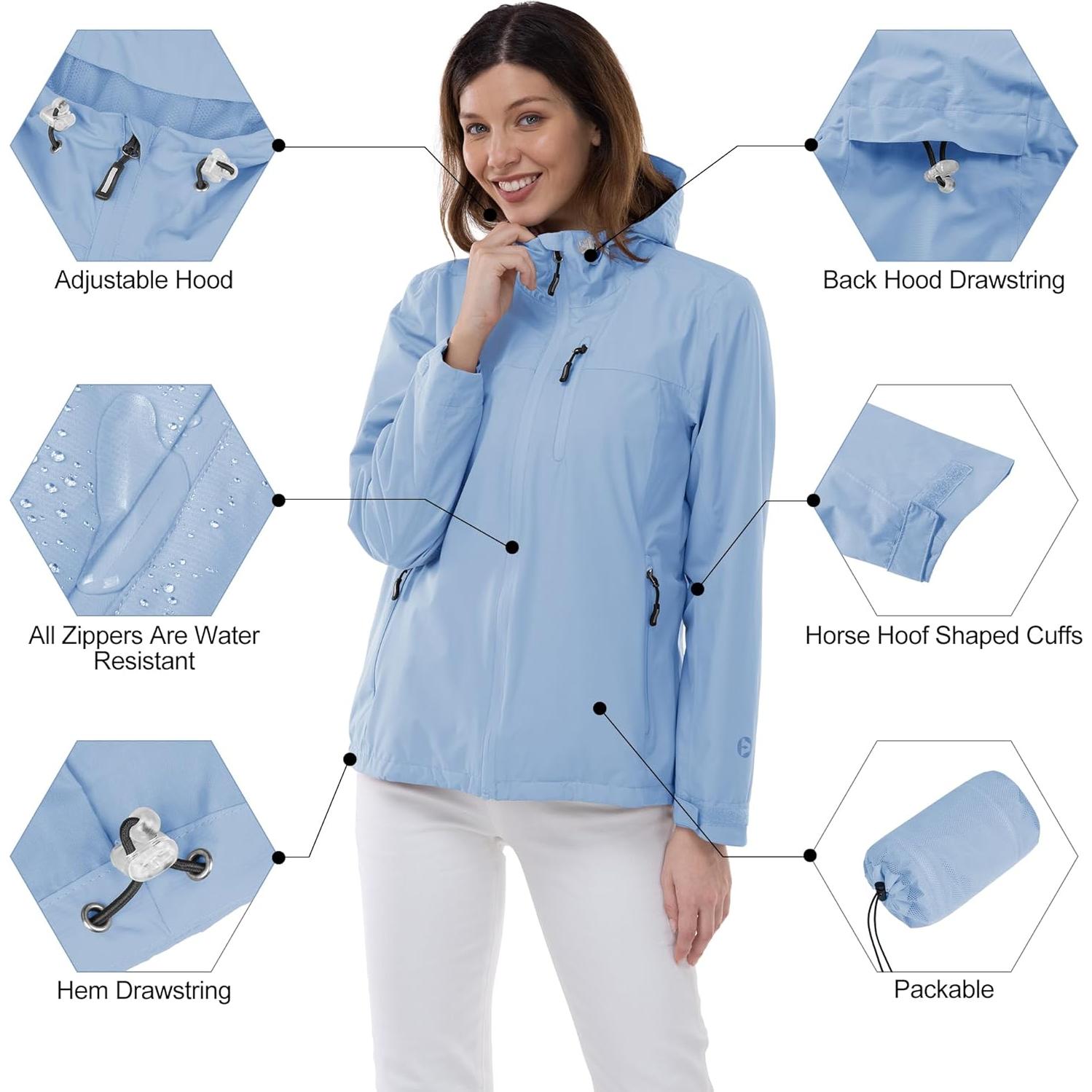Chaqueta de Lluvia Plegable Outdoor Ventures Mujer Azul Grande
