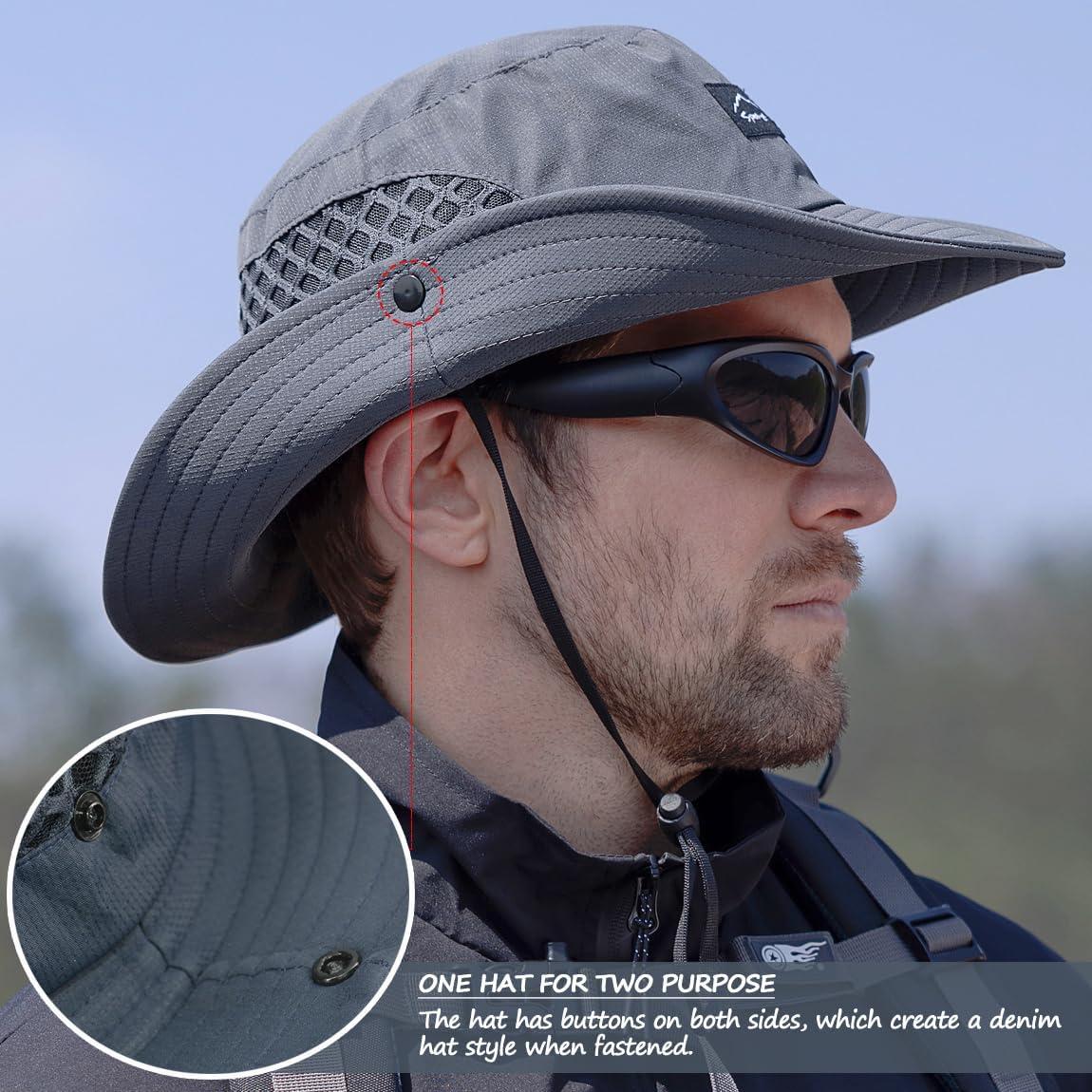 Sombrero de Pesca UPF50+ Gris Unisex con Ala Ancha