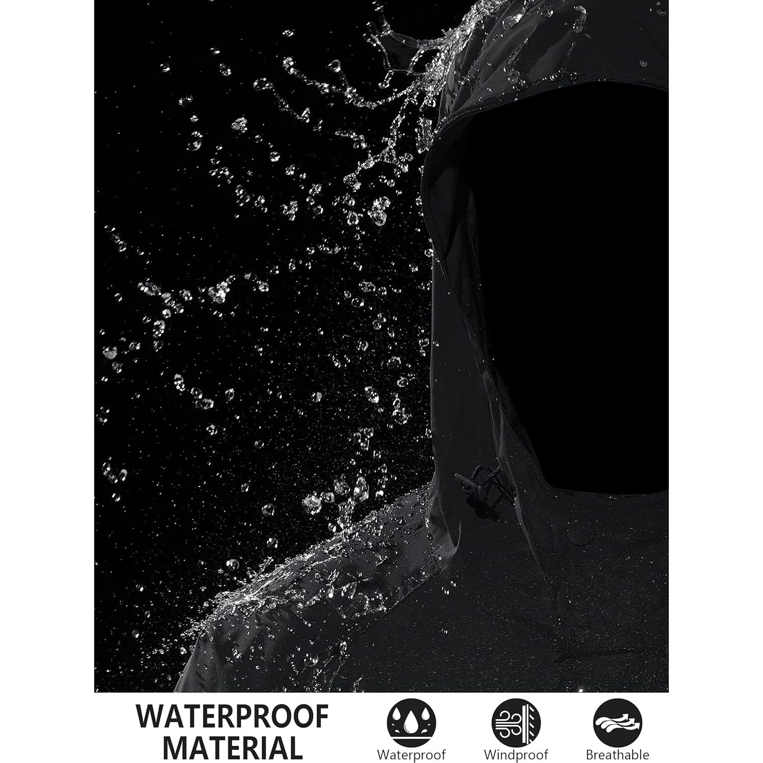 Chaqueta de Lluvia Impermeable para Hombre UIQUR Plegable Negra