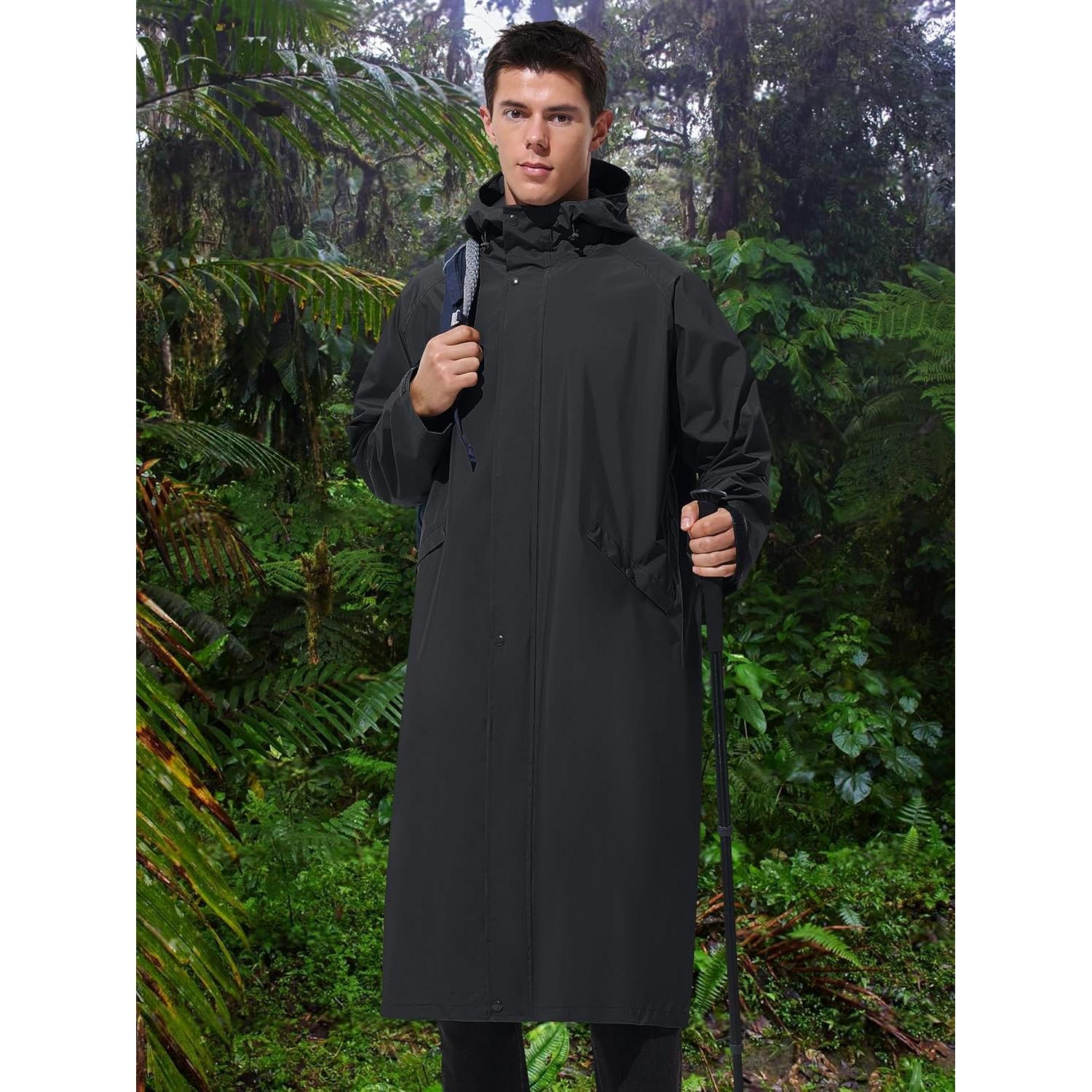 Chaqueta de Lluvia Impermeable para Hombre UIQUR Plegable Negra