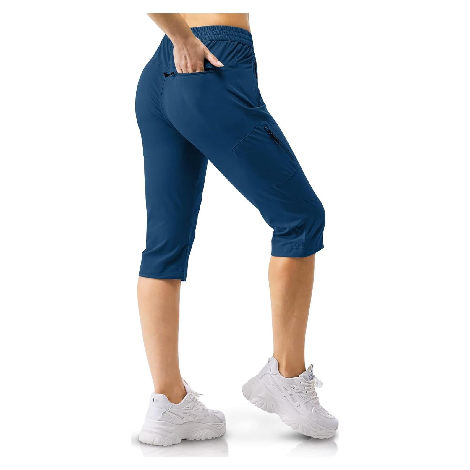 Pantalones Capri de Golf 33,000ft para Mujeres UPF 50+ Azul