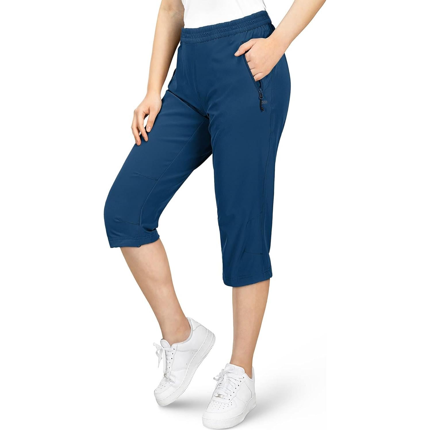 Pantalones Capri de Golf 33,000ft para Mujeres UPF 50+ Azul