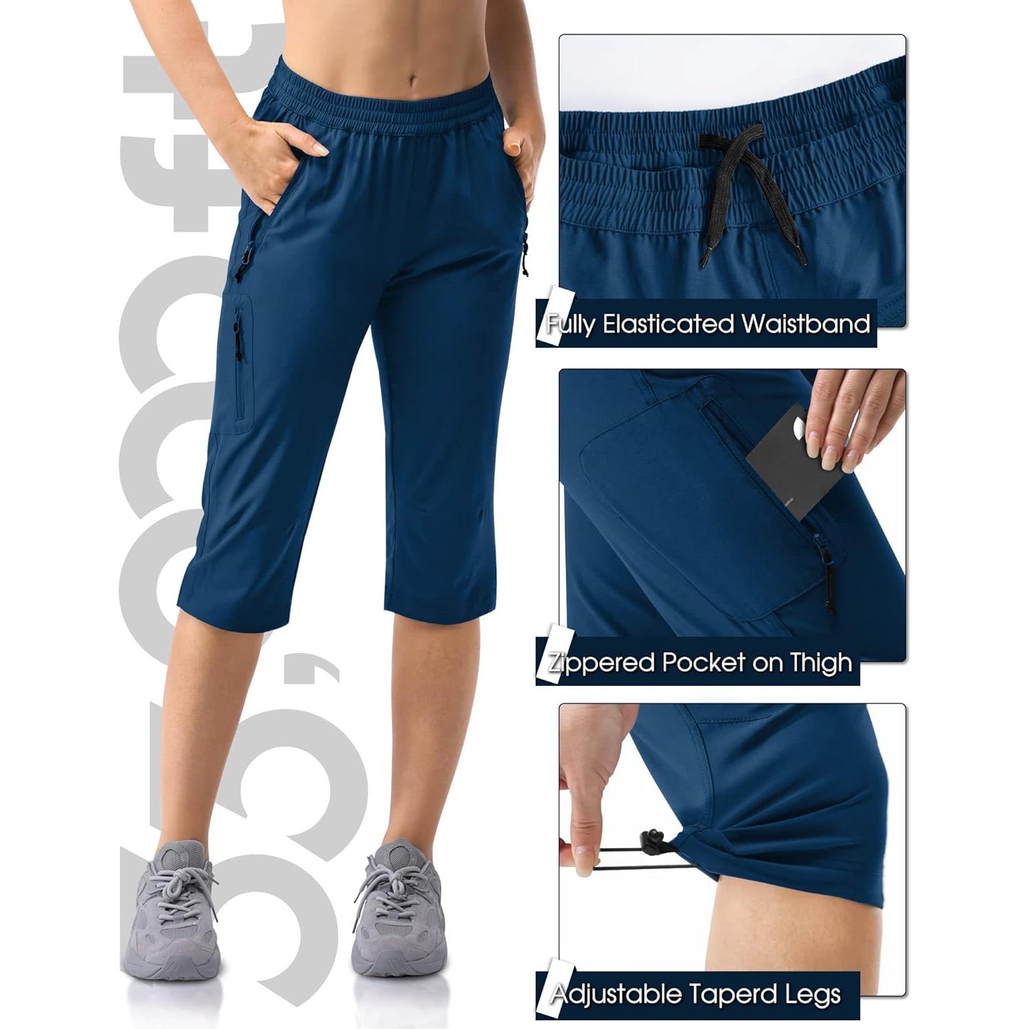 Pantalones Capri de Golf 33,000ft para Mujeres UPF 50+ Azul