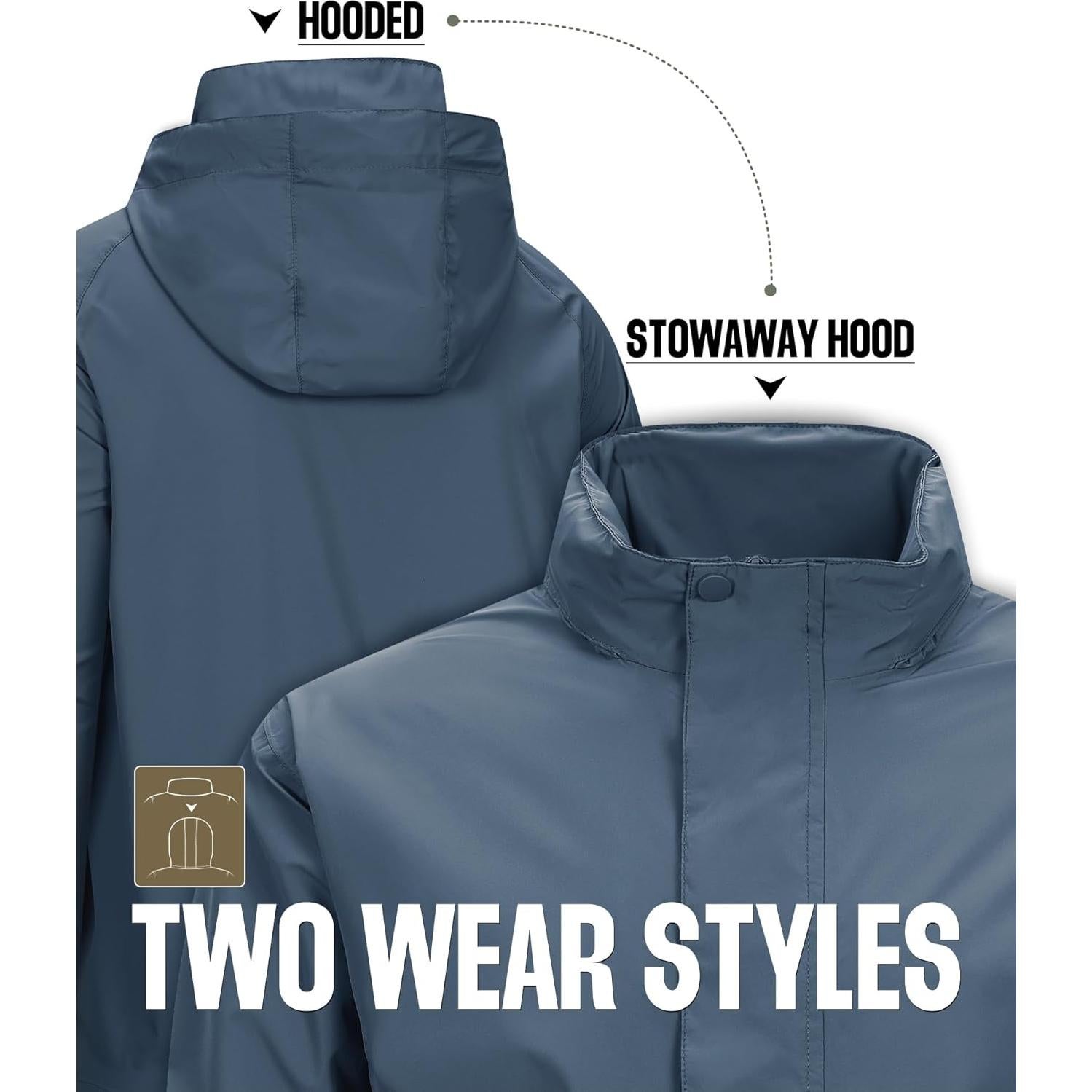 Chaqueta Impermeable Plegable 33,000ft Hombre Azul Real