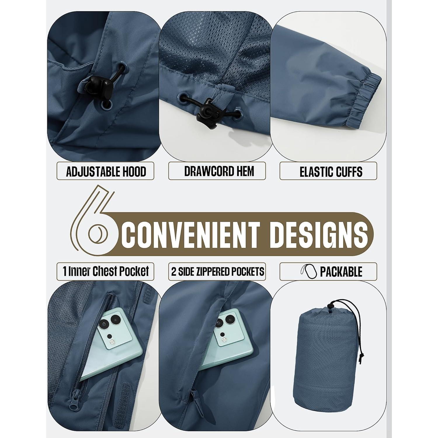 Chaqueta Impermeable Plegable 33,000ft Hombre Azul Real