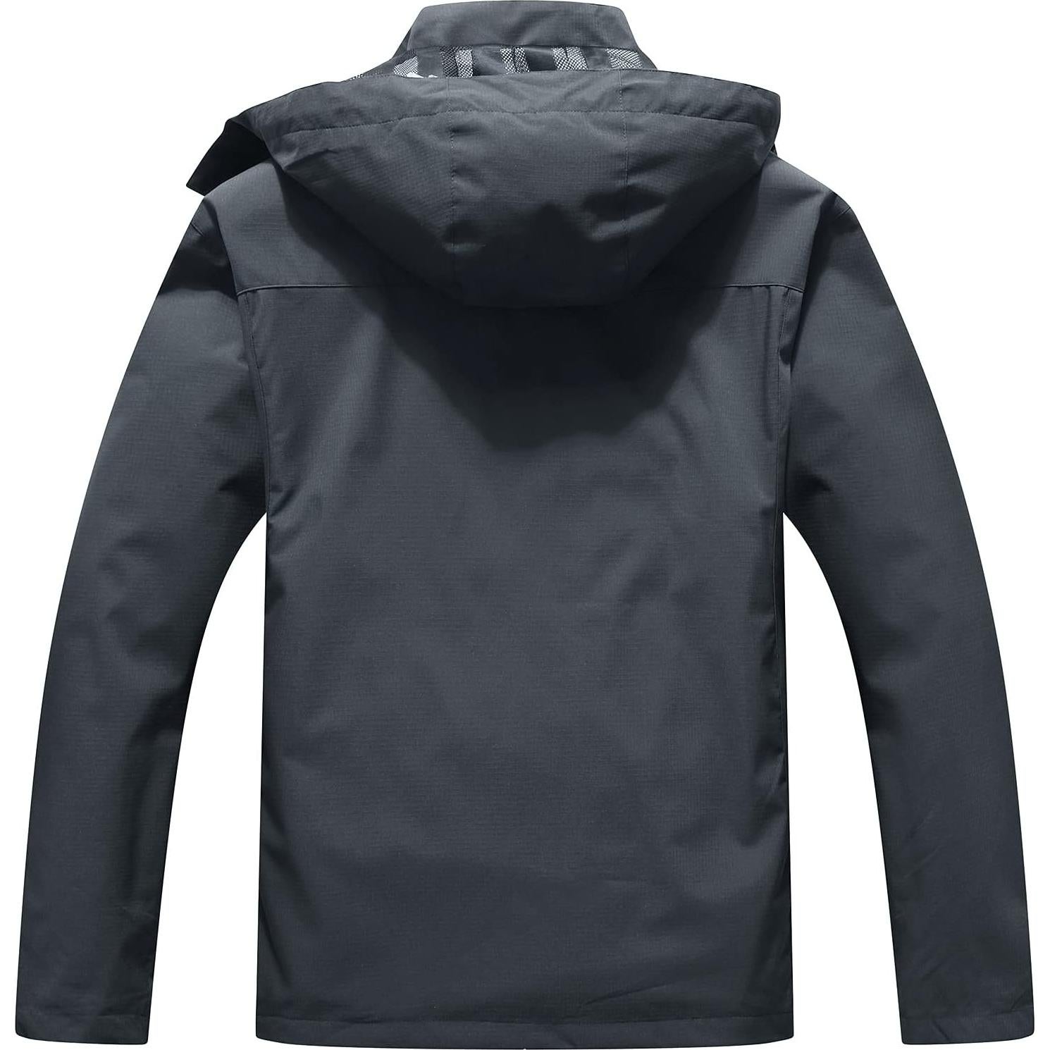 OTU Men's Lightweight Waterproof Hooded Rain Jacket Outdoor Raincoat Shell Jacket for Hiking Travel