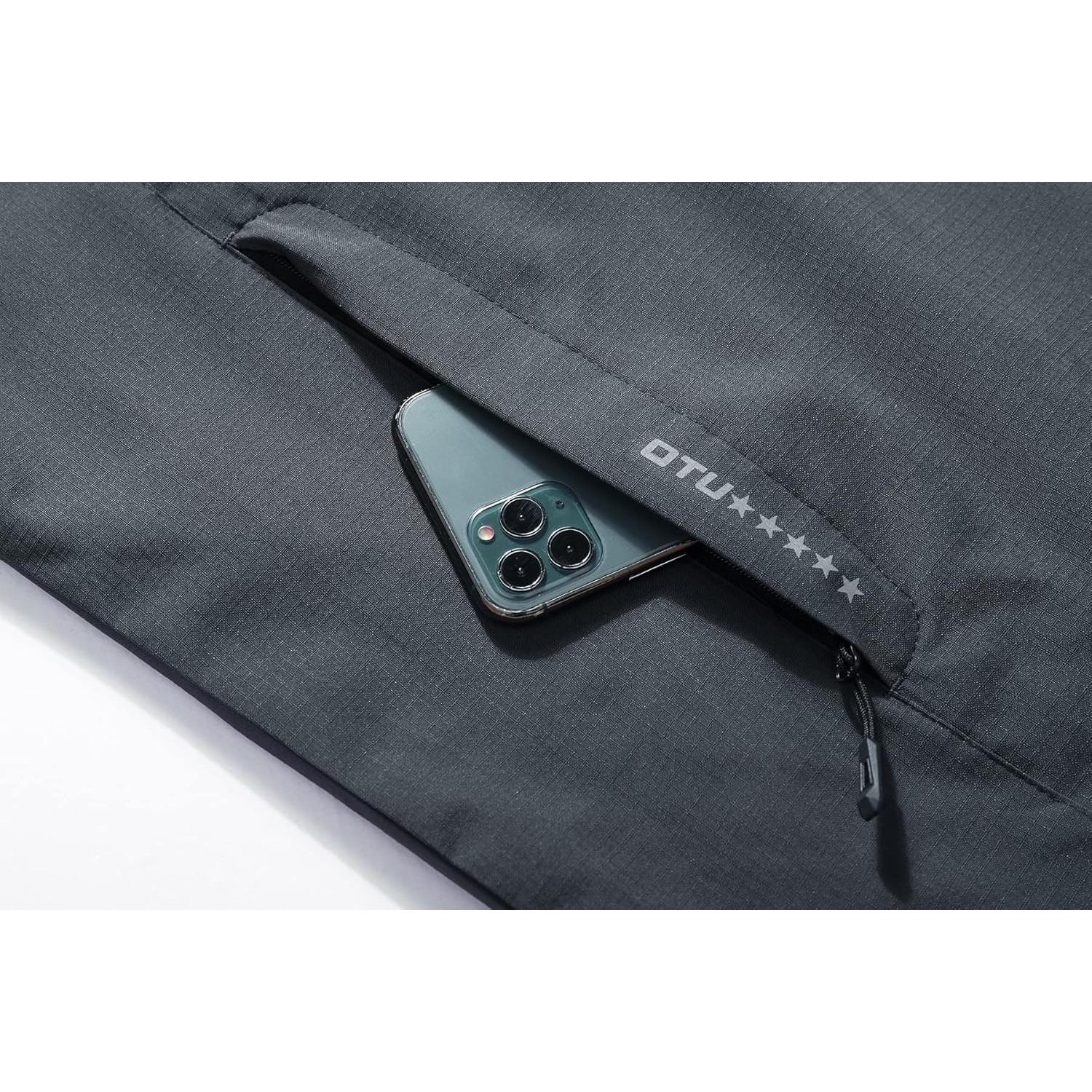 OTU Men's Lightweight Waterproof Hooded Rain Jacket Outdoor Raincoat Shell Jacket for Hiking Travel