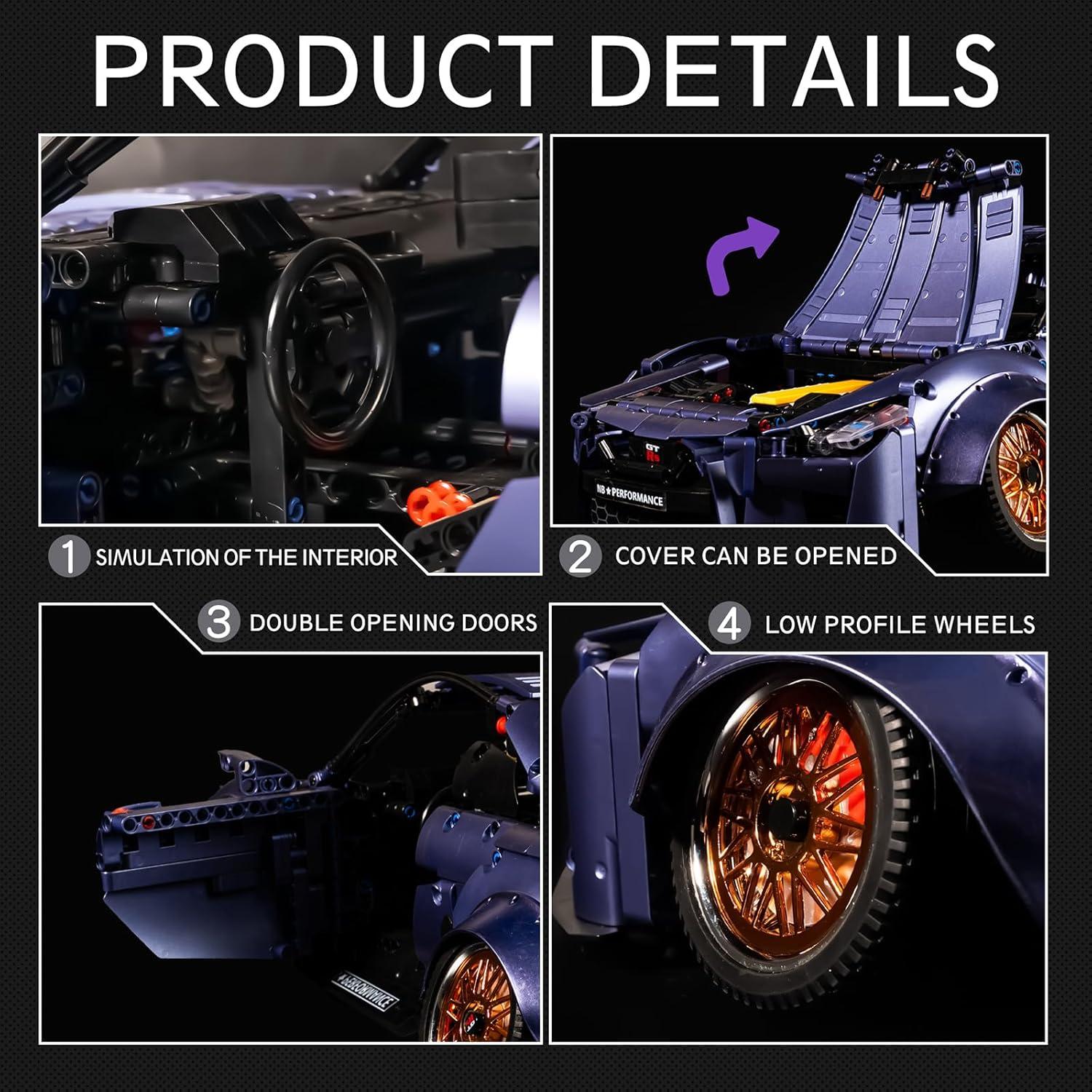 ZYLEGEN Kit de Construcción Coche Deportivo 54 cm Negro