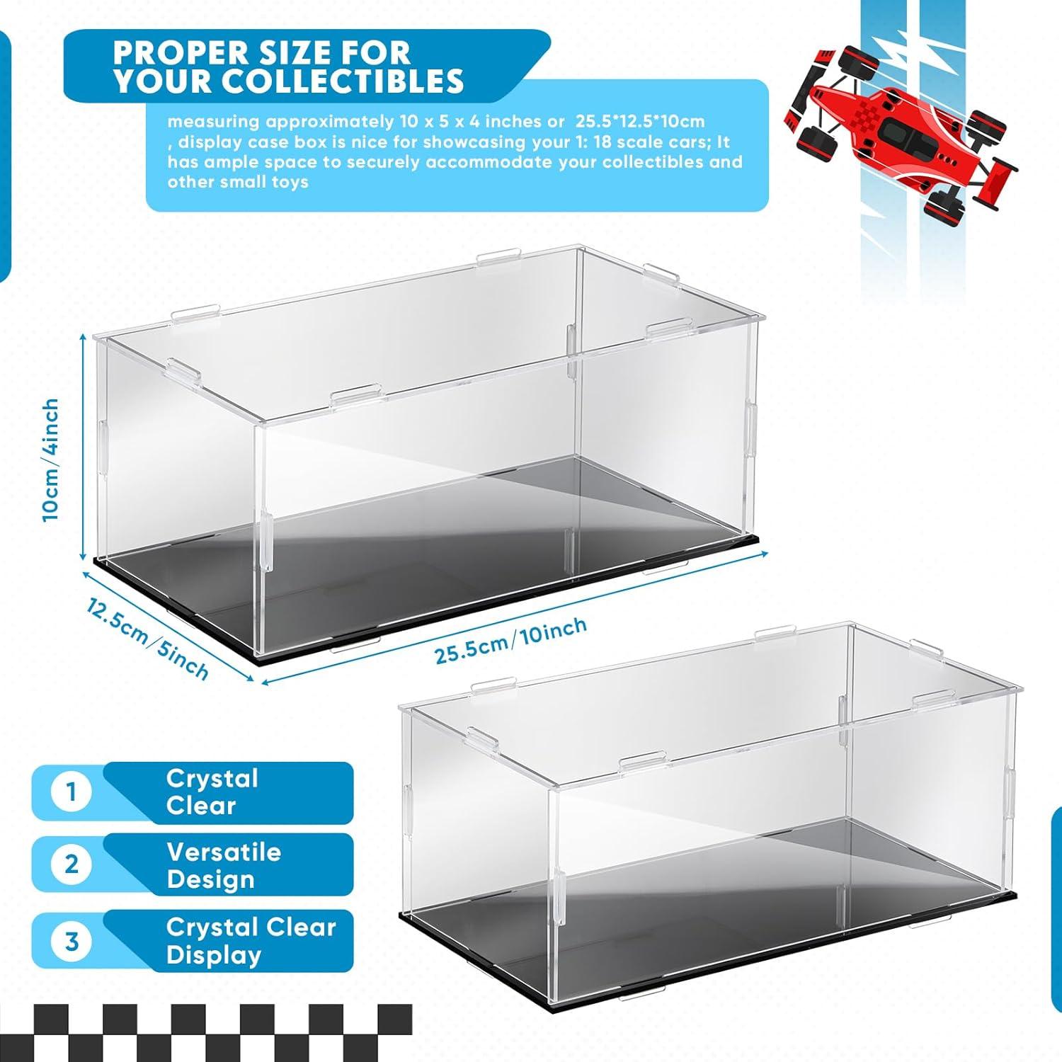 Caja de Exhibición Acrílica 2 Pcs 1:24 para Modelos de Coche
