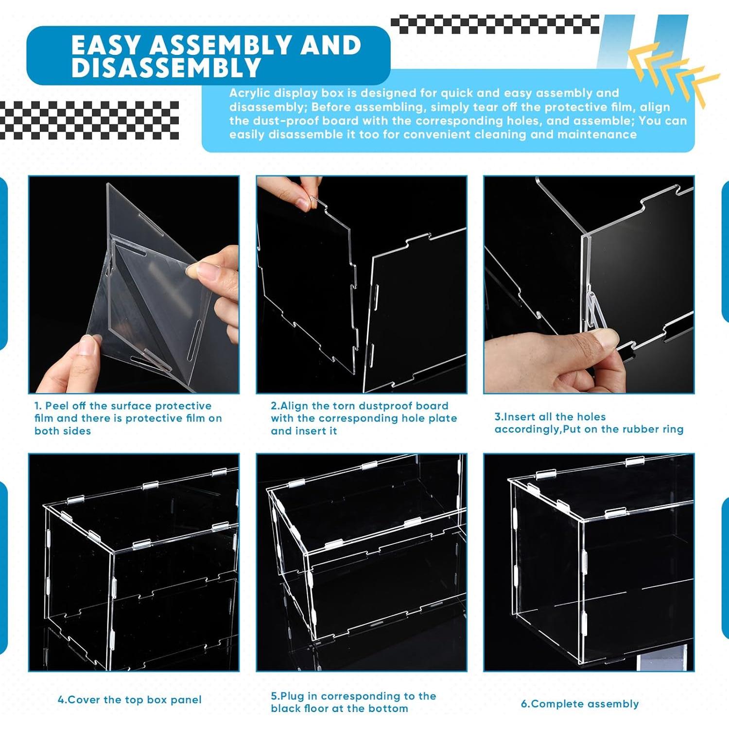 Caja de Exhibición Acrílica 2 Pcs 1:24 para Modelos de Coche