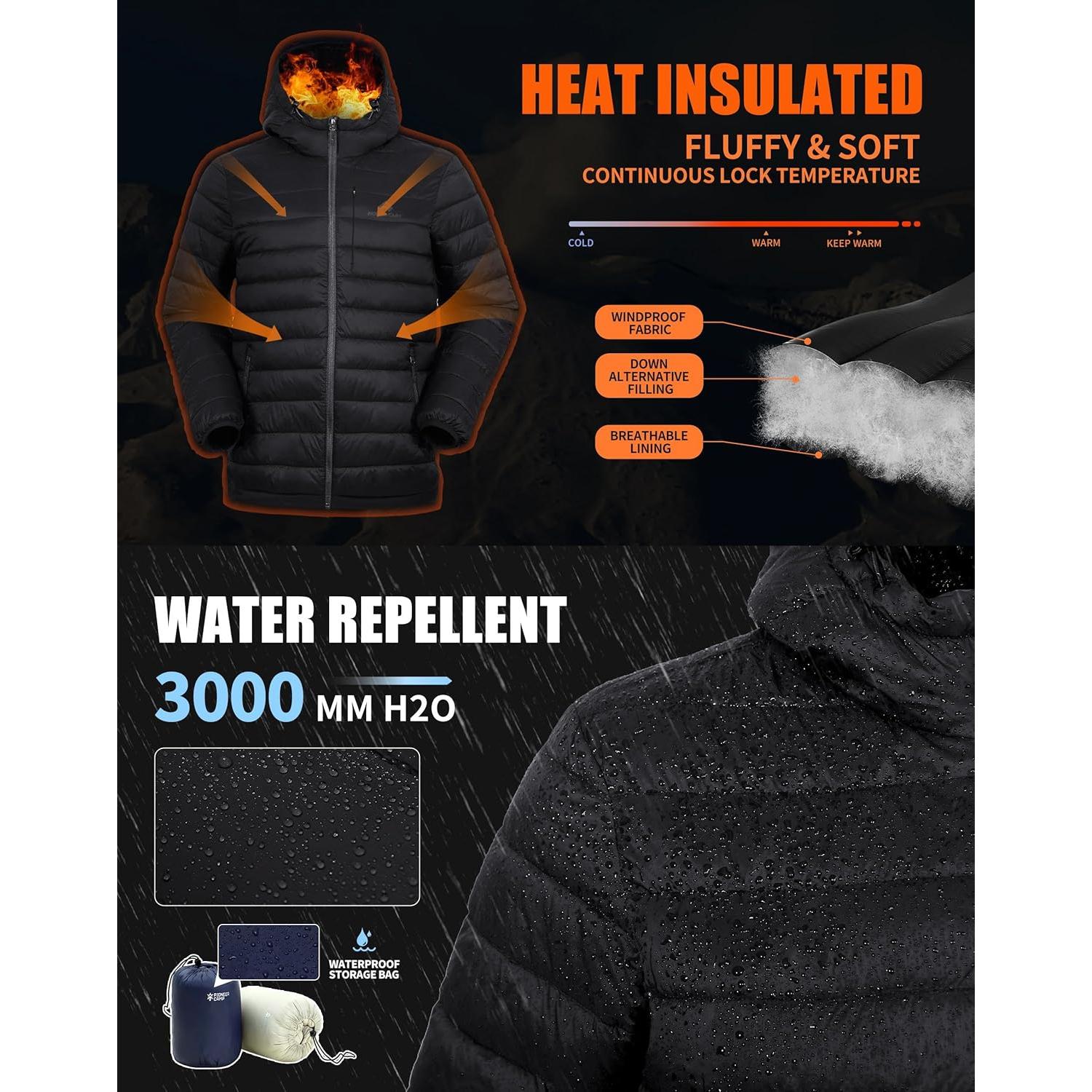 Chaqueta Puffer Ligera Hombre Marca Desconocida XX-Large Negra