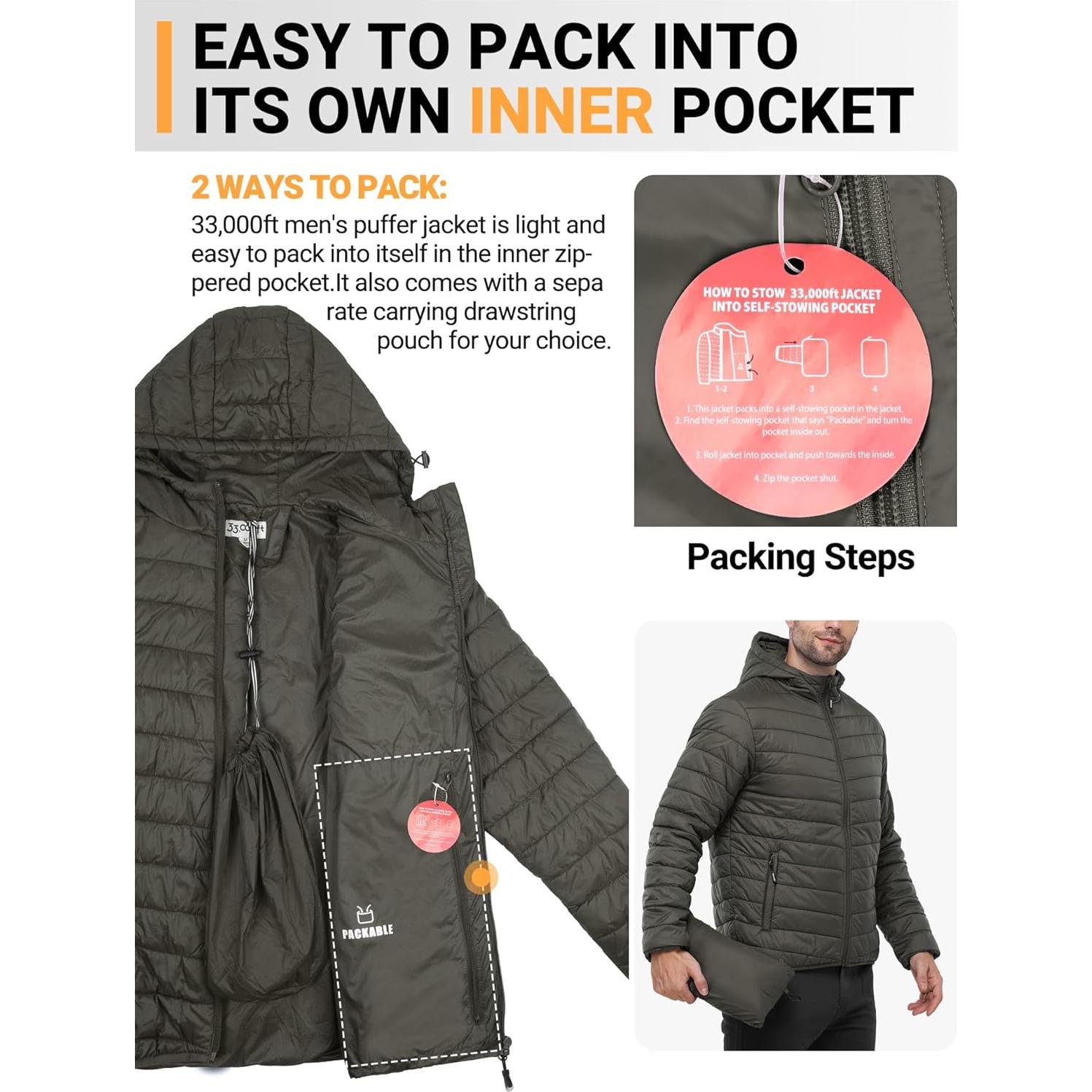 Chaqueta de invierno acolchada 33,000ft para hombre 3X-Large verde