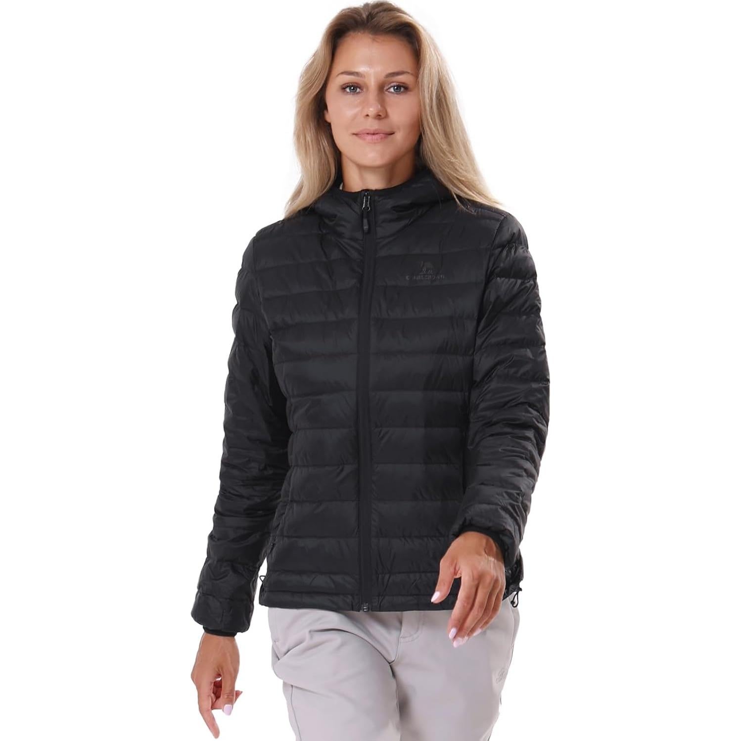 Chaqueta de Plumas CAMEL CROWN Mujer Plegable Impermeable Negra