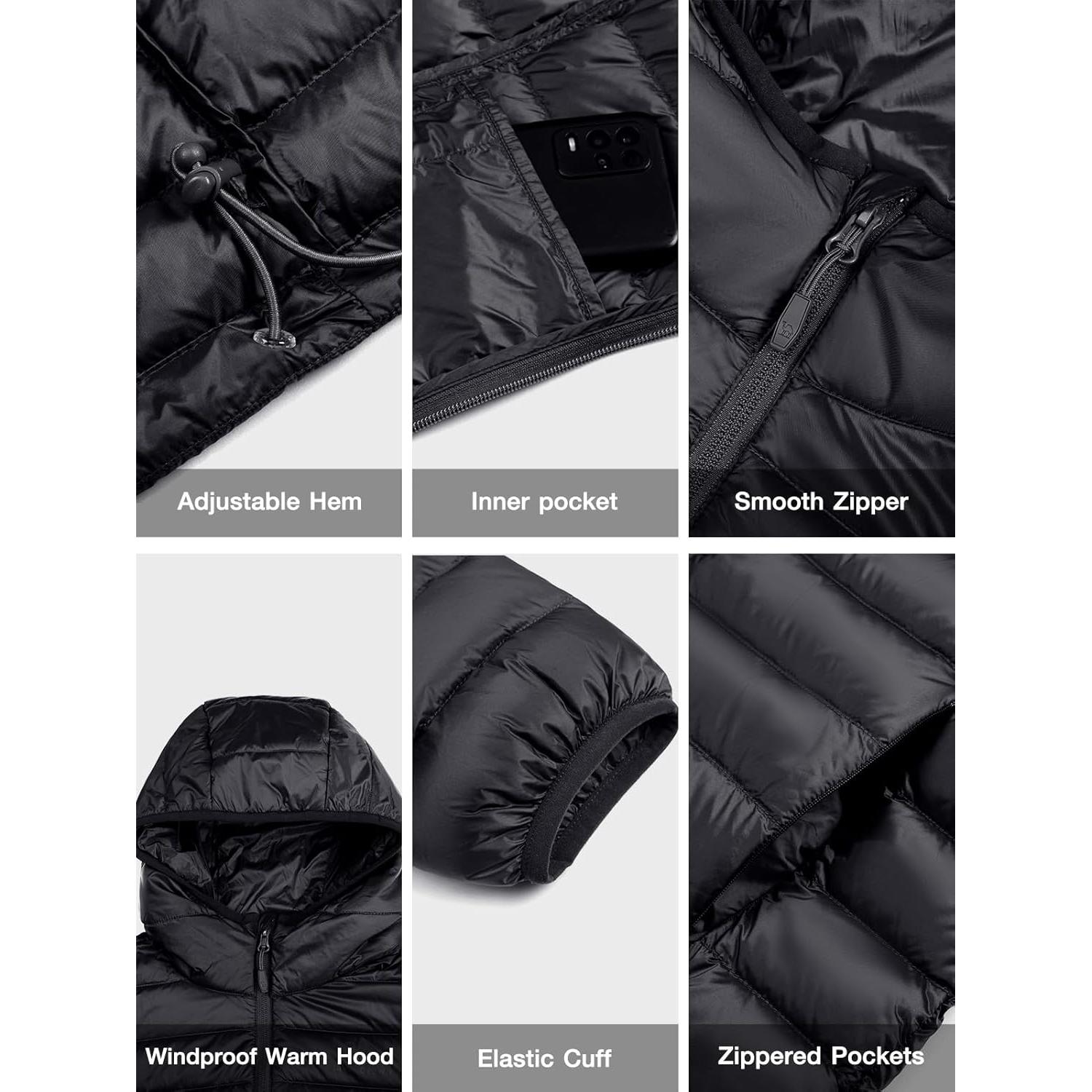 Chaqueta de Plumas CAMEL CROWN Mujer Plegable Impermeable Negra