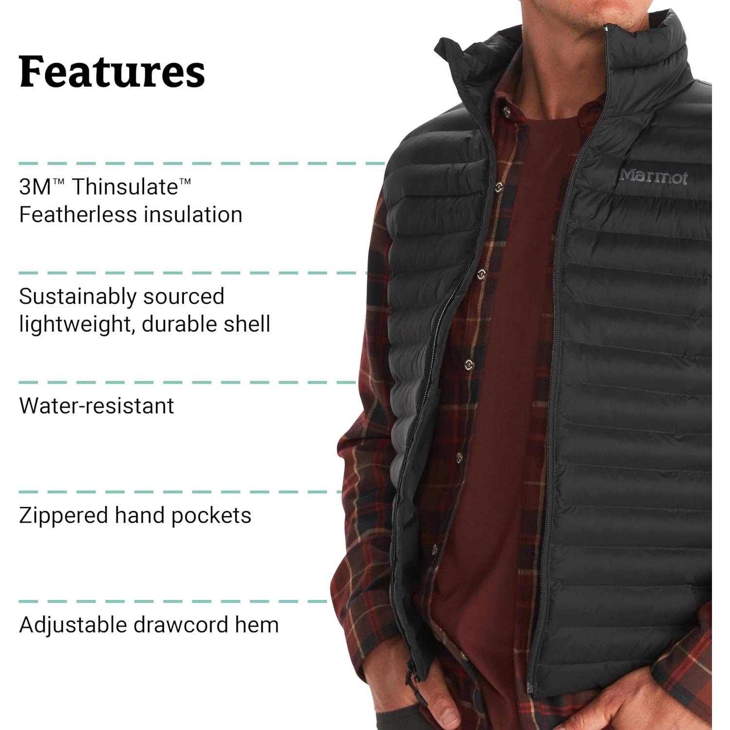 Chaleco sin Plumas Marmot M13204 para Hombres - XX-Large Negro