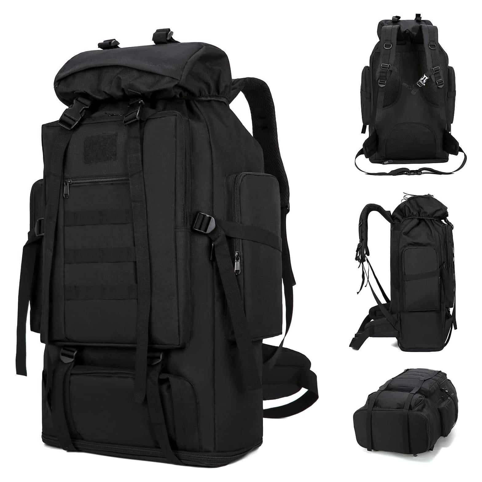 Mochila Táctica Militar 100L Negra para Camping y Senderismo