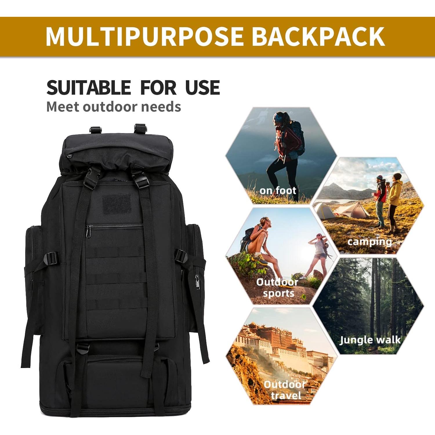 Mochila Táctica Militar 100L Negra para Camping y Senderismo