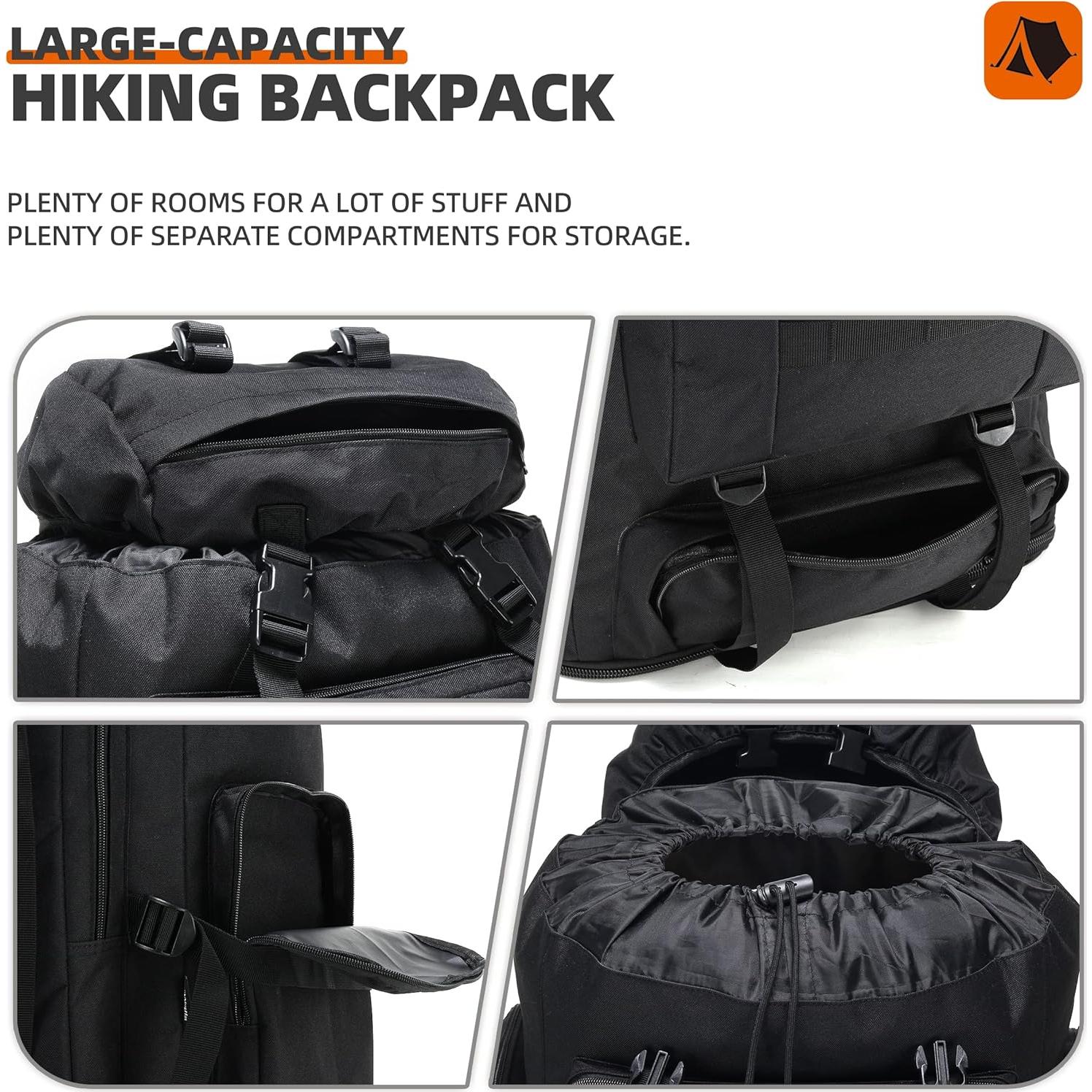 Mochila Táctica Militar 100L Negra para Camping y Senderismo