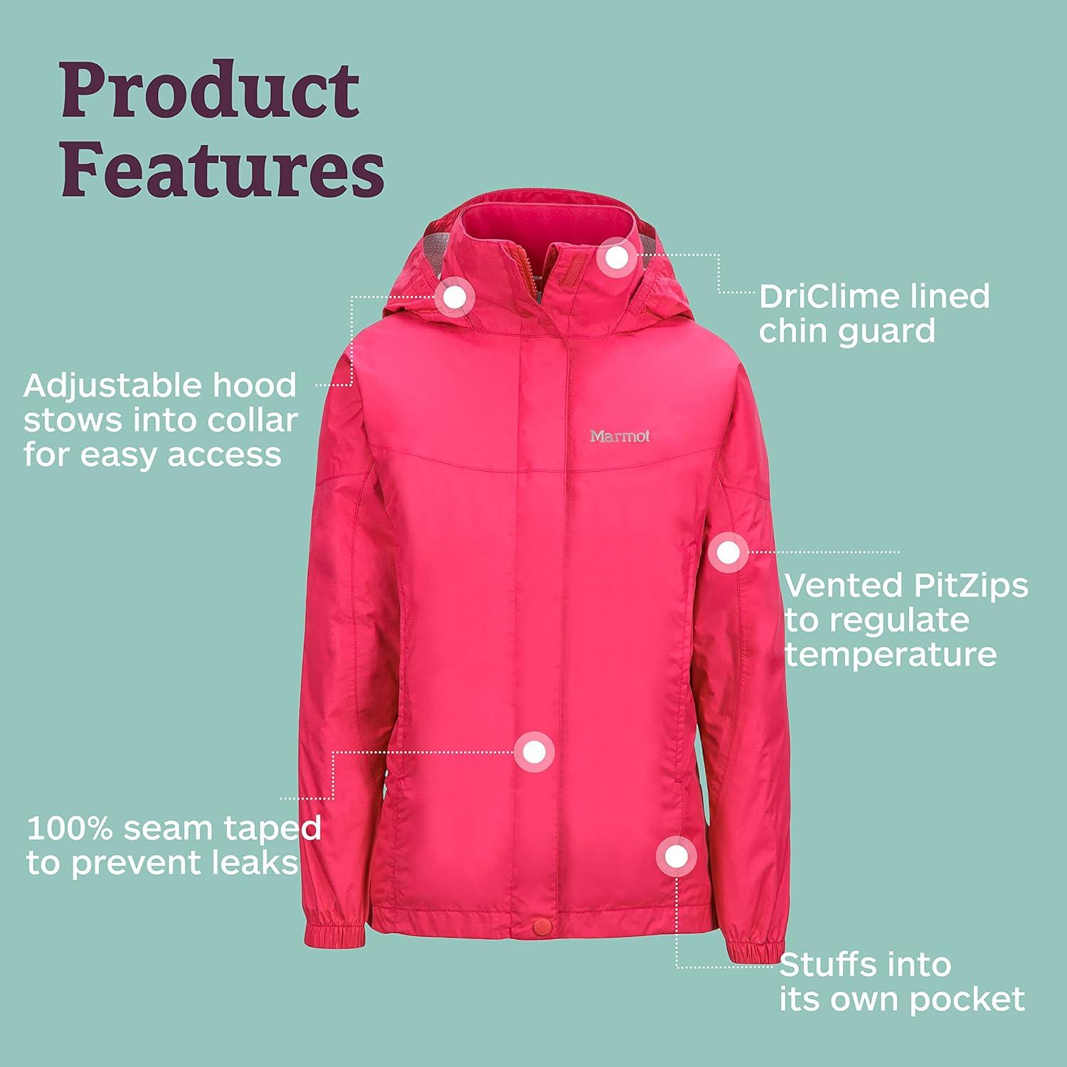 Chaqueta de Lluvia Impermeable Marmot PreCip Niños Rosa