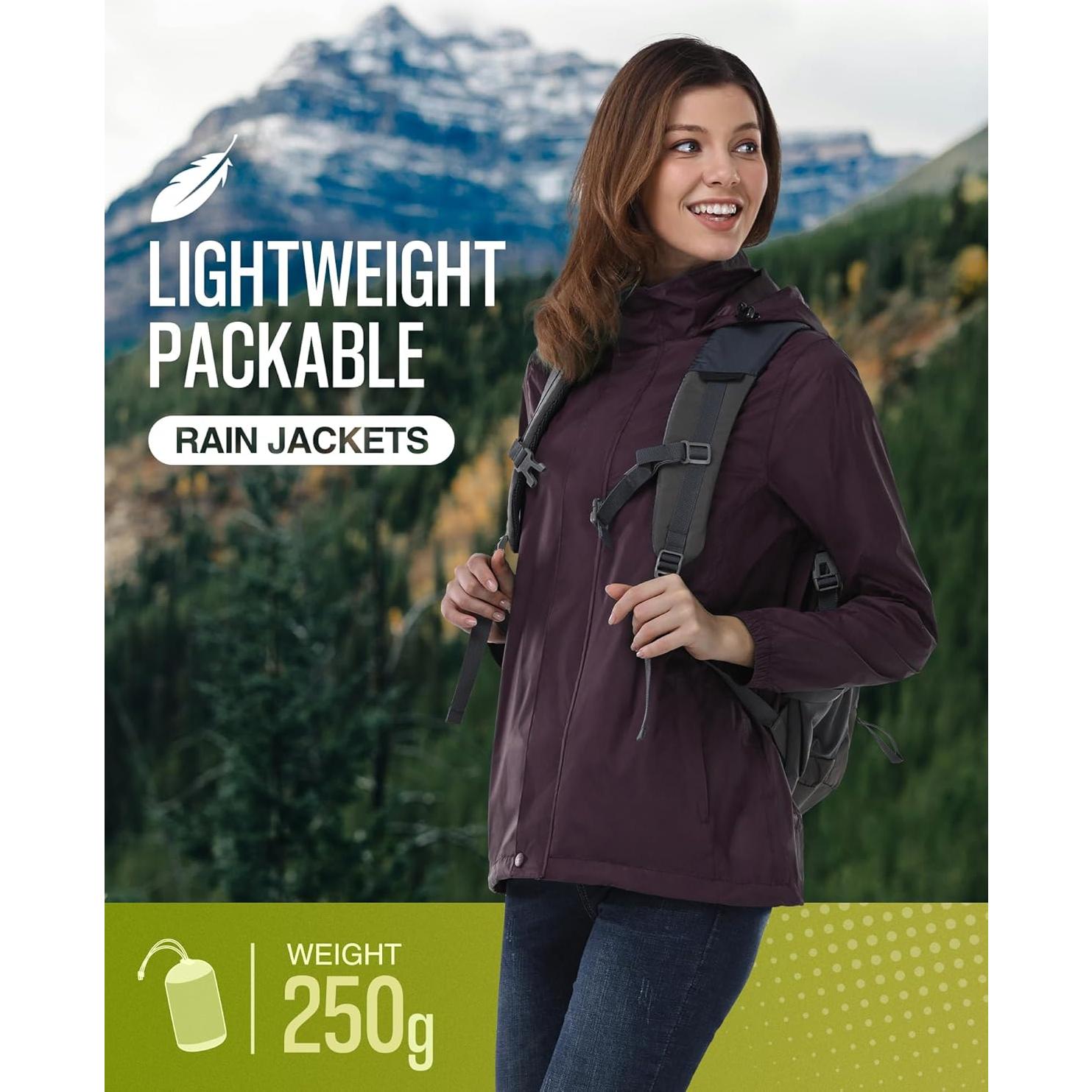 Chaqueta de Lluvia Impermeable 33,000ft para Mujeres Plegable