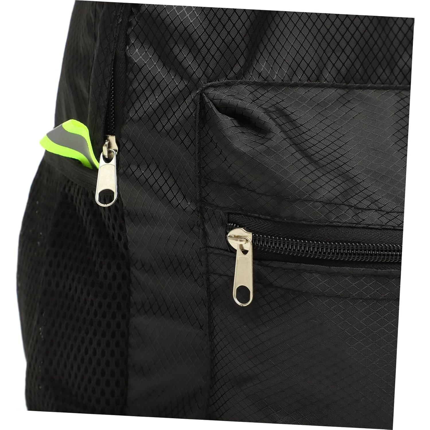 Yardwe Foldable Backpack Diamond Grid Pattern Travel Hiking Picnic Daypack Black Random Color