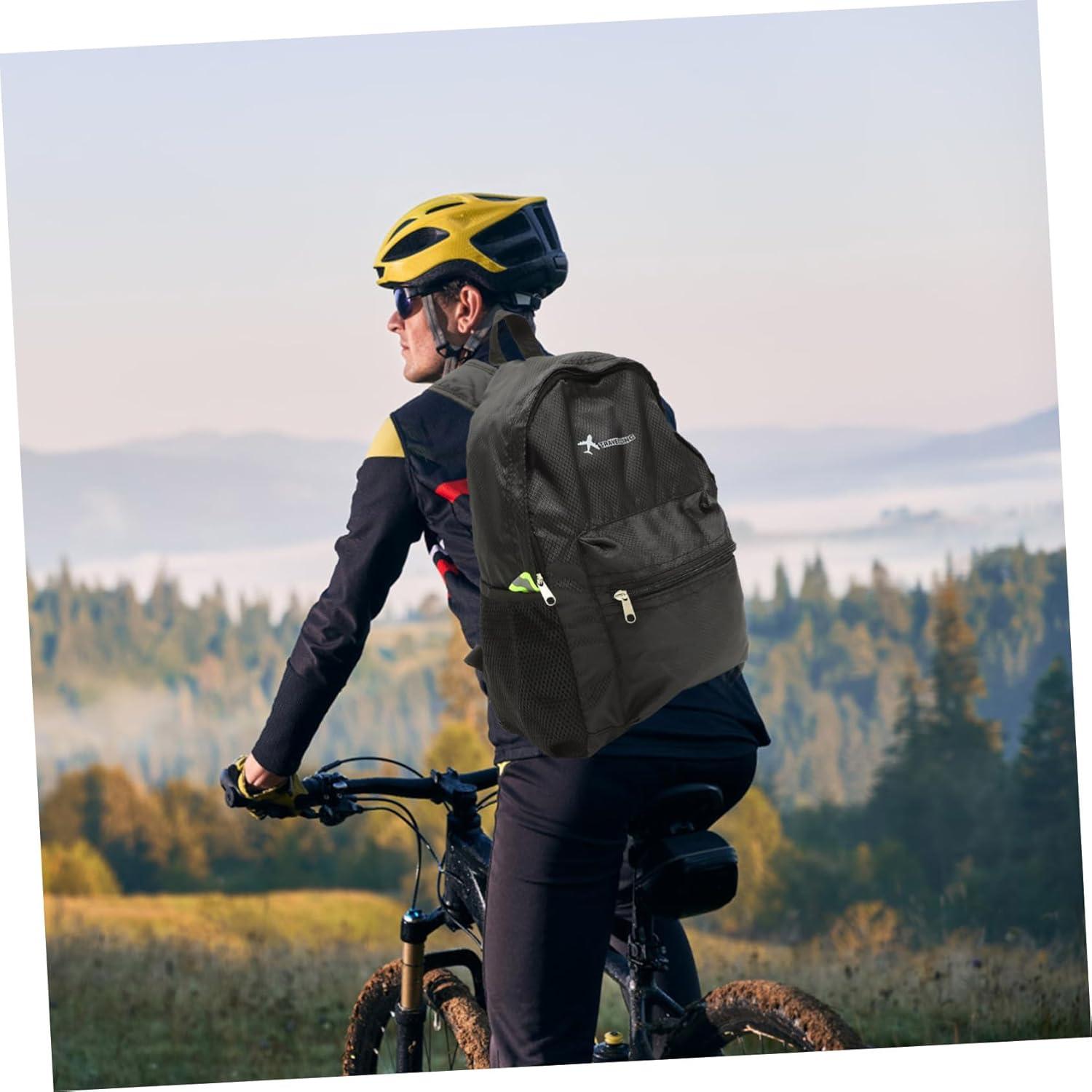 Yardwe Foldable Backpack Diamond Grid Pattern Travel Hiking Picnic Daypack Black Random Color