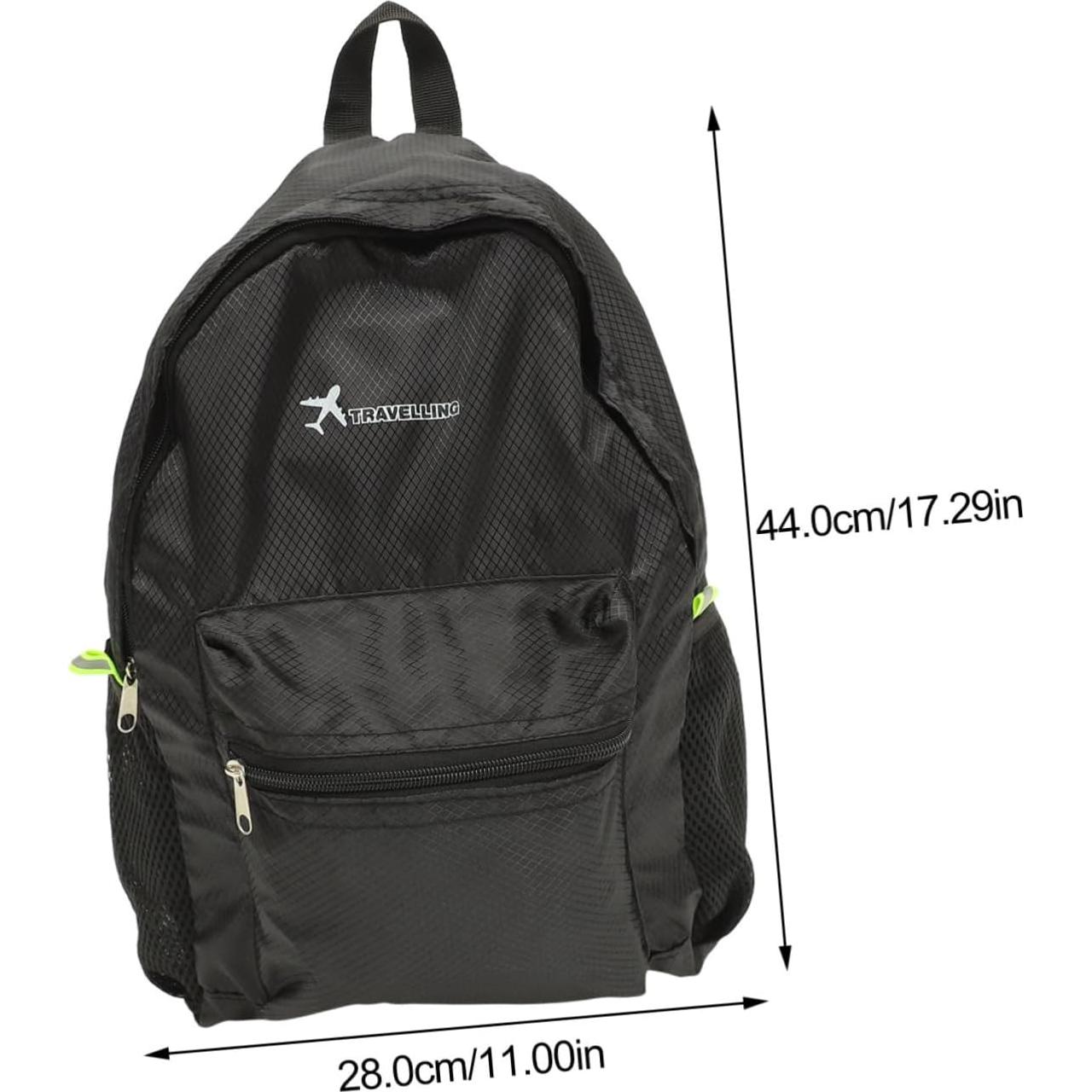 Yardwe Foldable Backpack Diamond Grid Pattern Travel Hiking Picnic Daypack Black Random Color