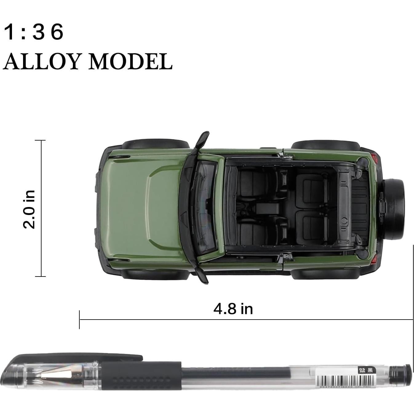 Coche de Metal a Escala 1/36 Ford Bronco TOKAXI Retroceso