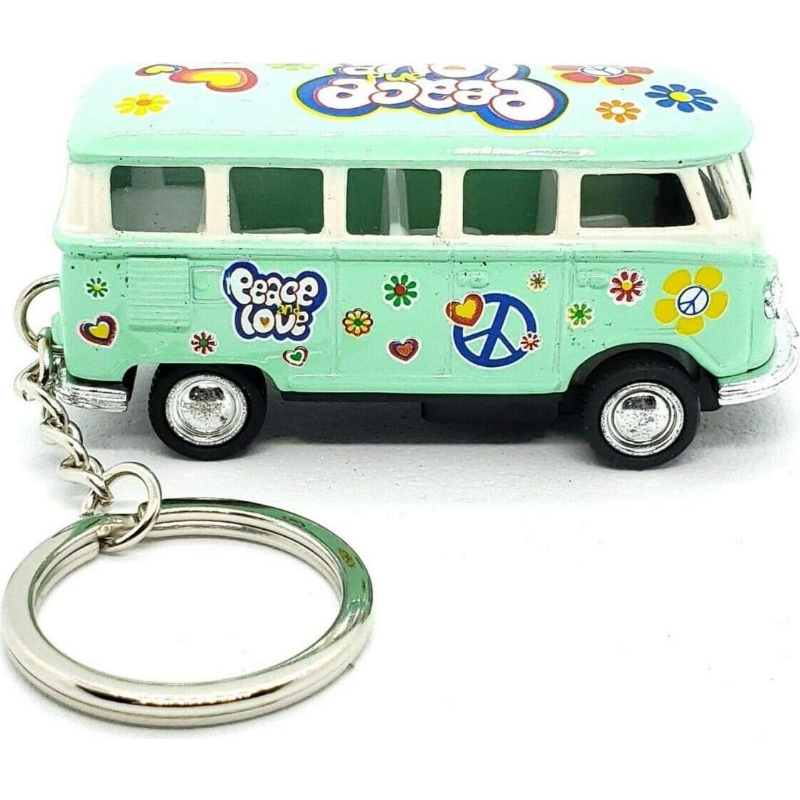 Autobús Clásico Hippie Volkswagen KiNSMART 1:64 Verde Pastel