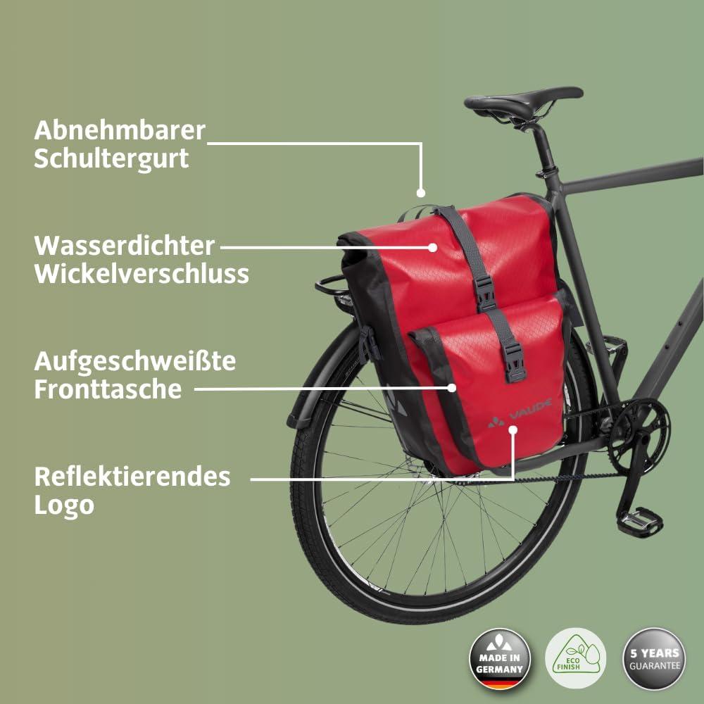 Alforja Trasera Impermeable VAUDE 25L - Lona PVC Libre - Rojo