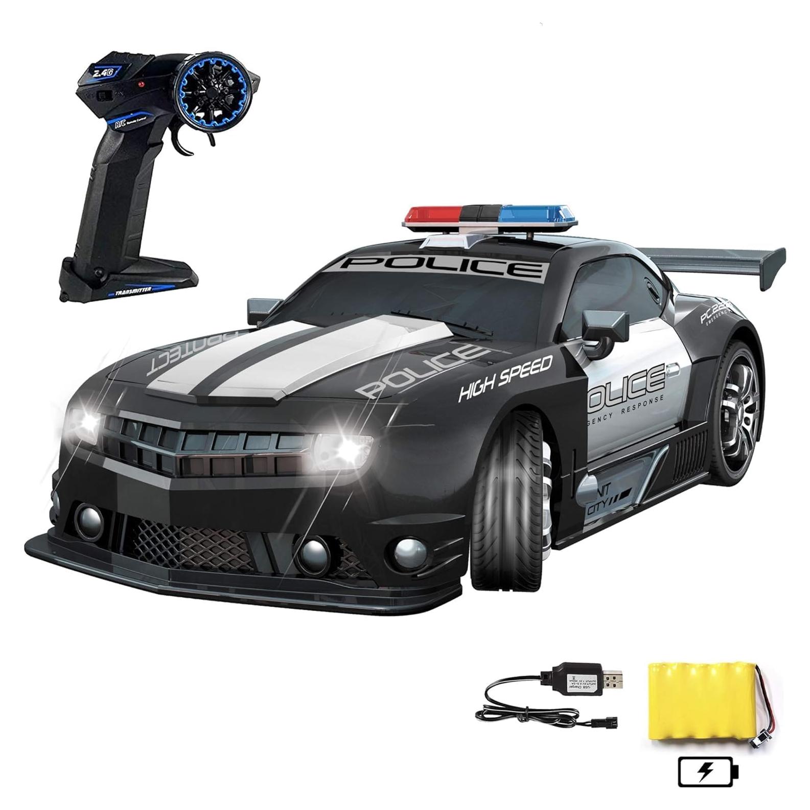 Coche de Policía RC Haktoys HAK255 1:12 10 KMH con Faros