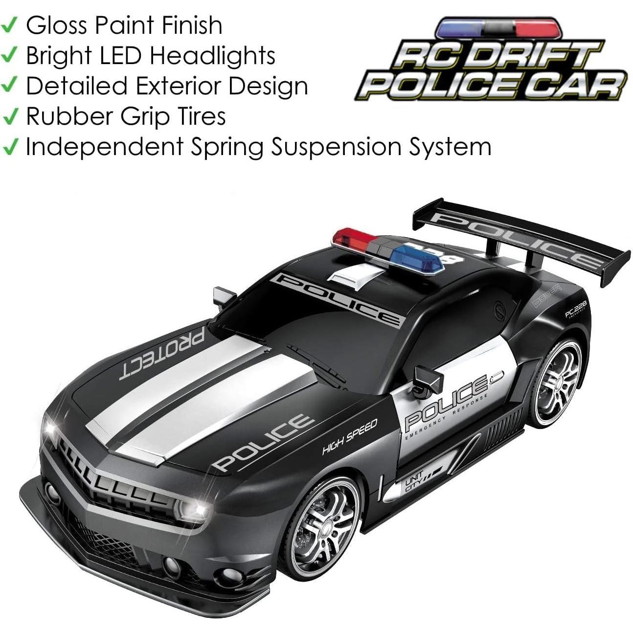 Coche de Policía RC Haktoys HAK255 1:12 10 KMH con Faros